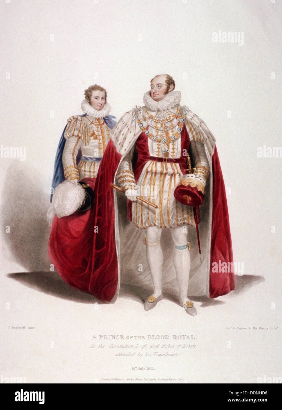 Frederick Augustus, Duke of York in the coronation dress and robes of estate, 1824. Artist: Samuel William Reynolds Stock Photo