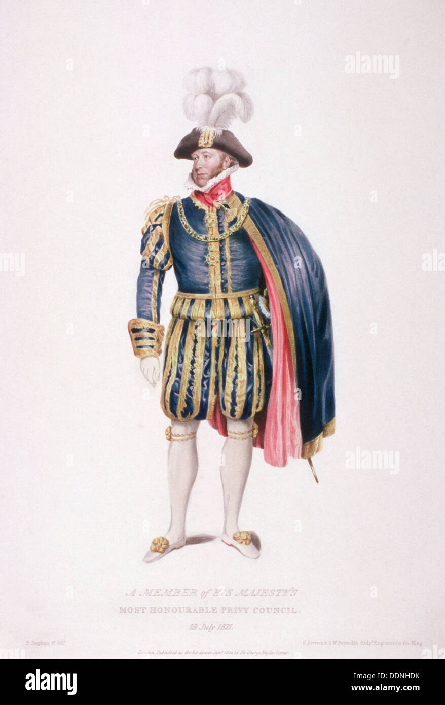 Gentleman in ceremonial costume, 1824. Artist: Edward Scriven Stock Photo
