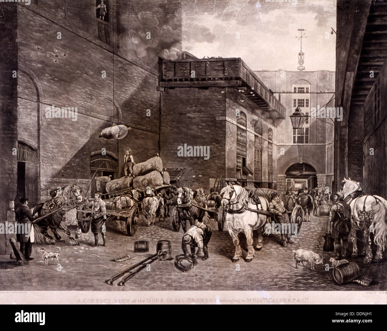 The Hour Glass Brewery on Upper Thames Street, London, 1821.  Artist: J Bromley Stock Photo