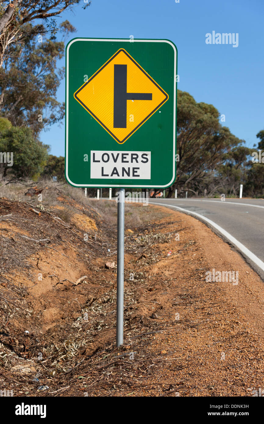 Lovers Lane road sign, Western Australia Stock Photo Alamy