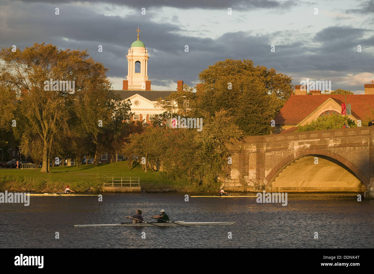 Eliot House, Harvard University, Charles River with rowing, Cambridge