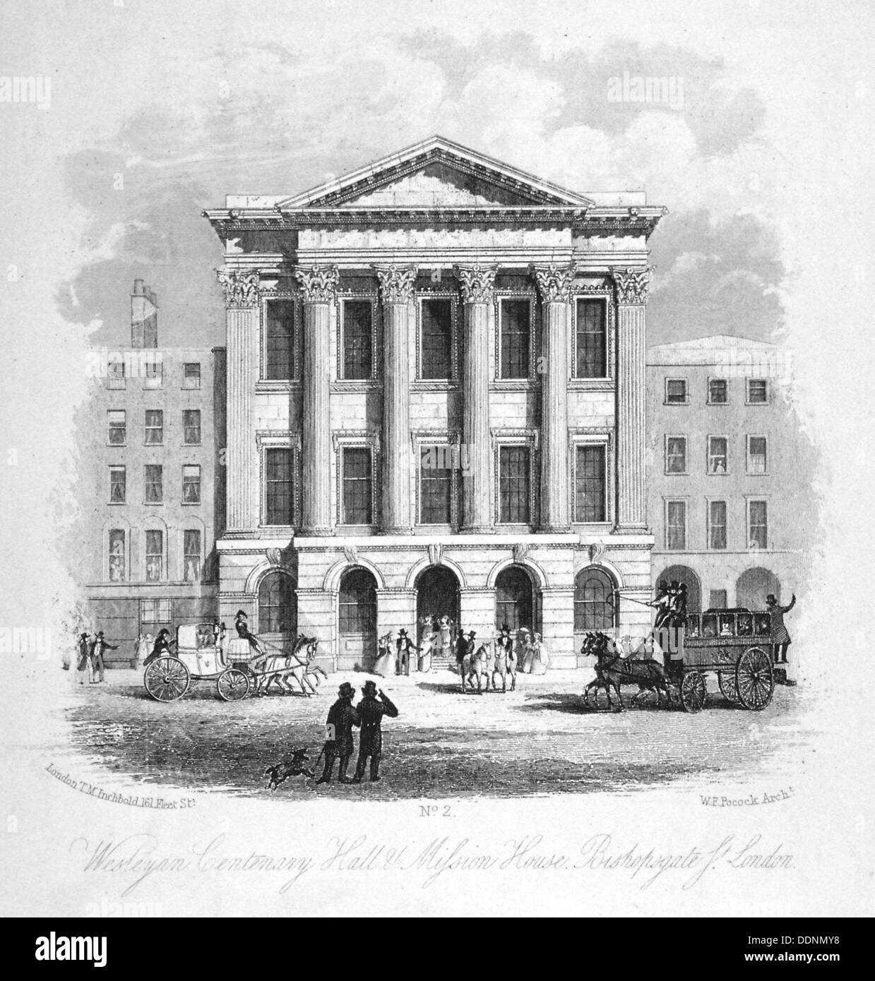 The Wesleyan Centenary Hall and Mission House, Bishopsgate, City of London, 1840. Artist: Anon Stock Photo