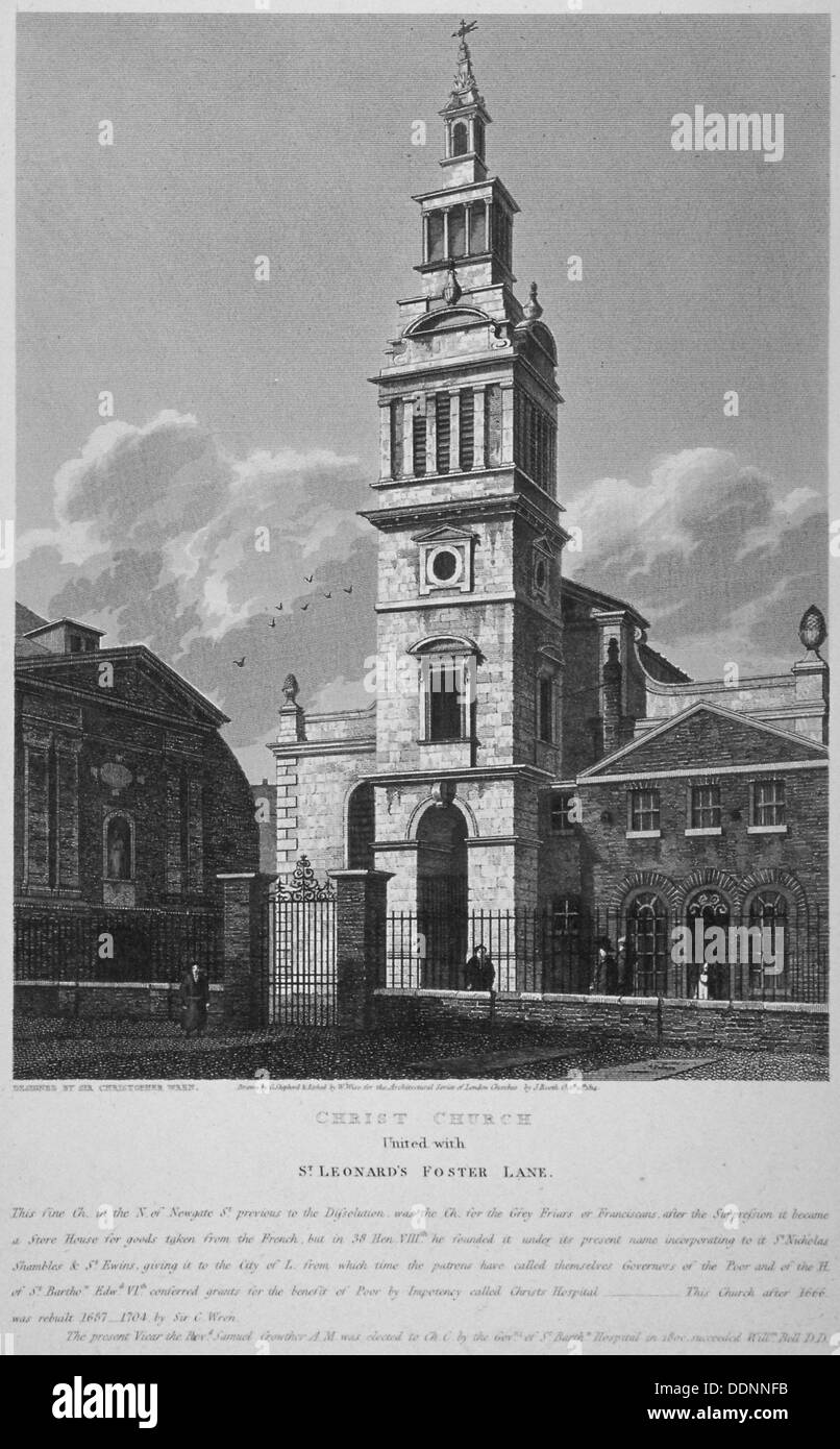 Christ Church, Newgate Street, City of London, 1814. Artist: William Wise Stock Photo