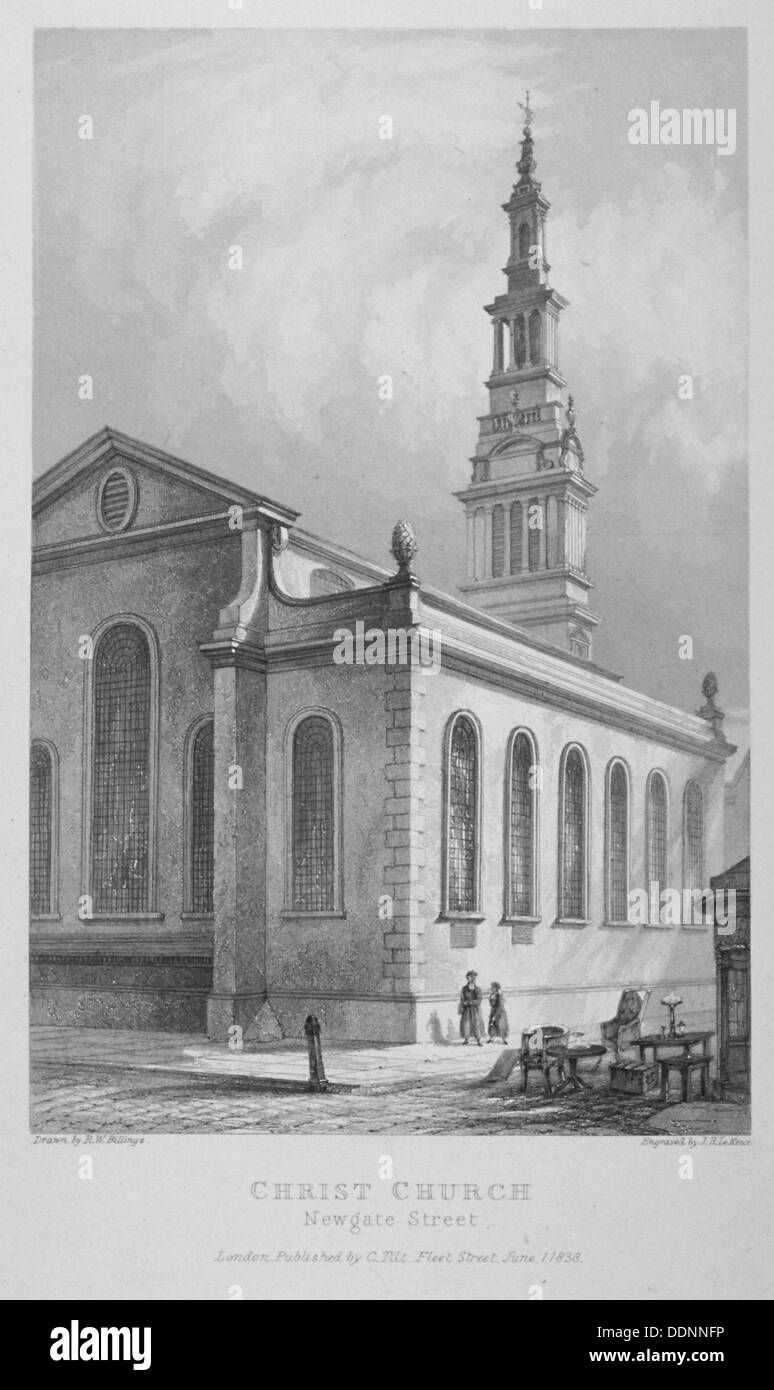 Christ Church, Newgate Street, City of London, 1838.                                    Artist: John Le Keux Stock Photo
