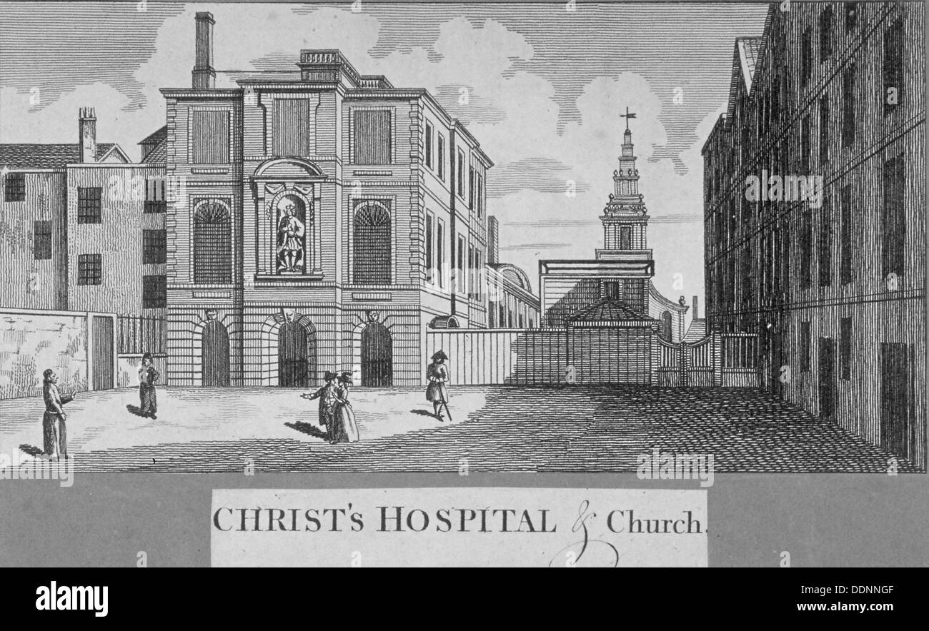 Christ's Hospital with Christ Church in the background, City of London, 1750. Artist: Taylor Stock Photo