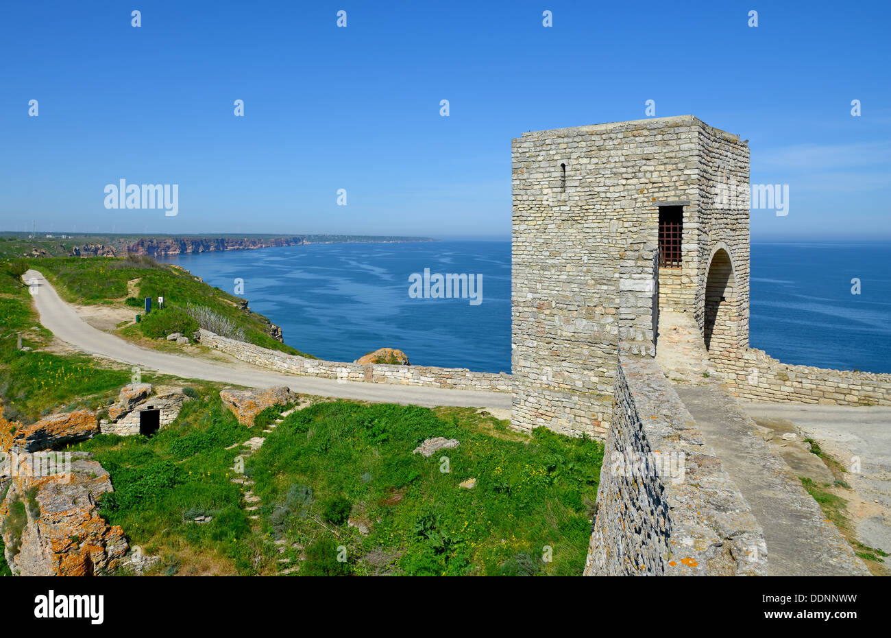 Medieval fortress on Cape Kaliakra, Black Sea, Bulgaria Stock Photo