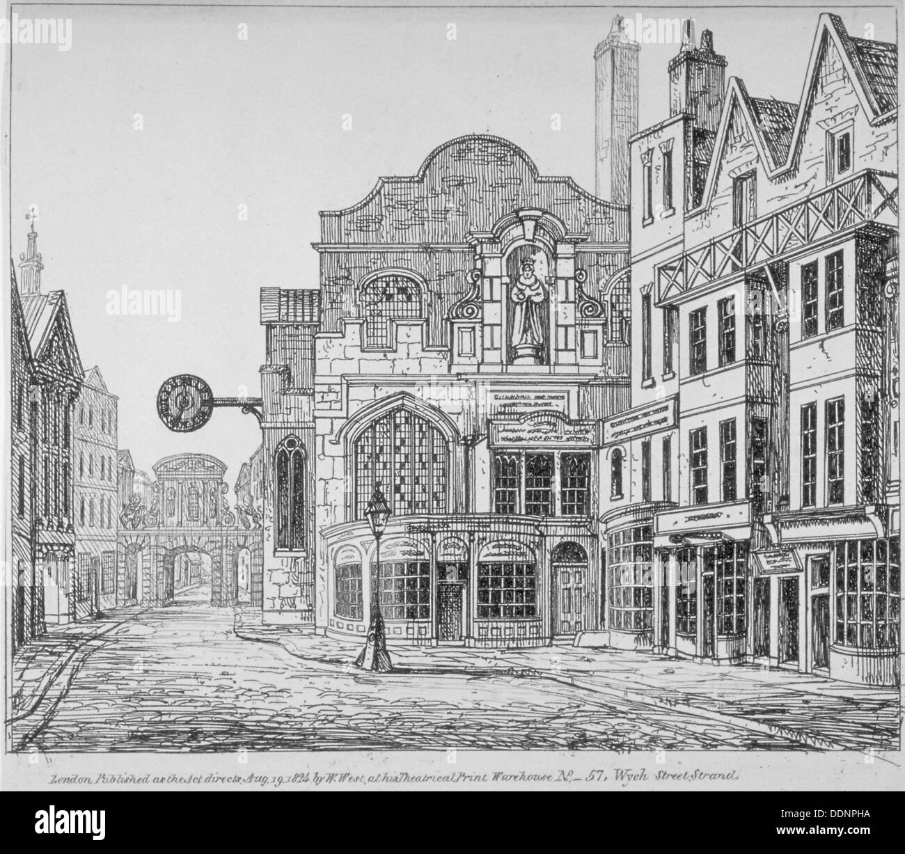 Church of St Dunstan in the West, Fleet Street, City of London, 1824. Artist: Anon Stock Photo