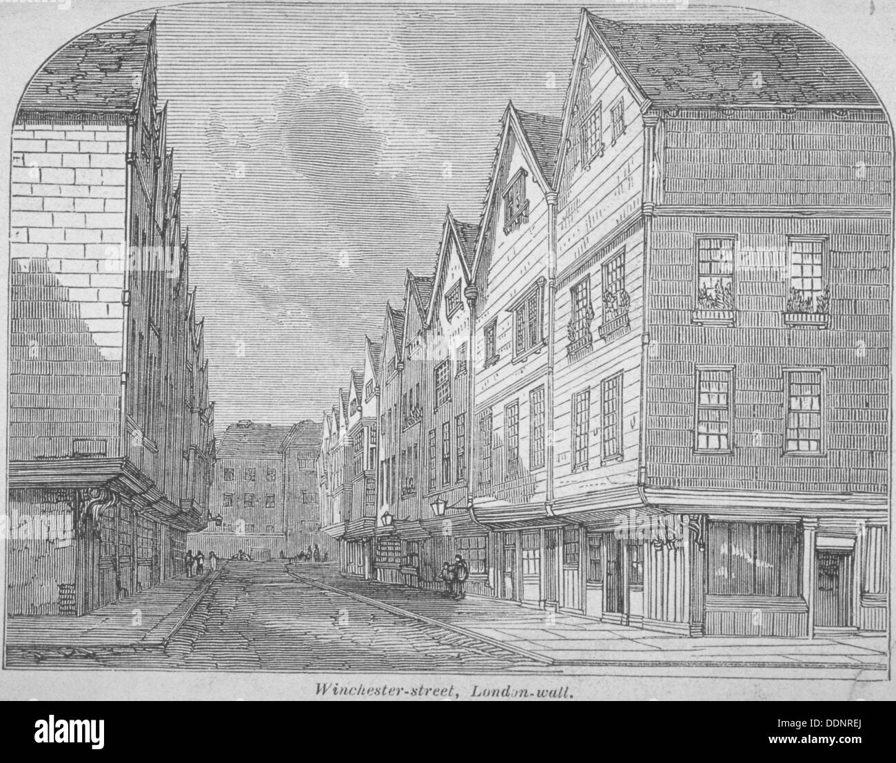 View of Great Winchester Street, City of London, 1850. Artist: Anon Stock Photo