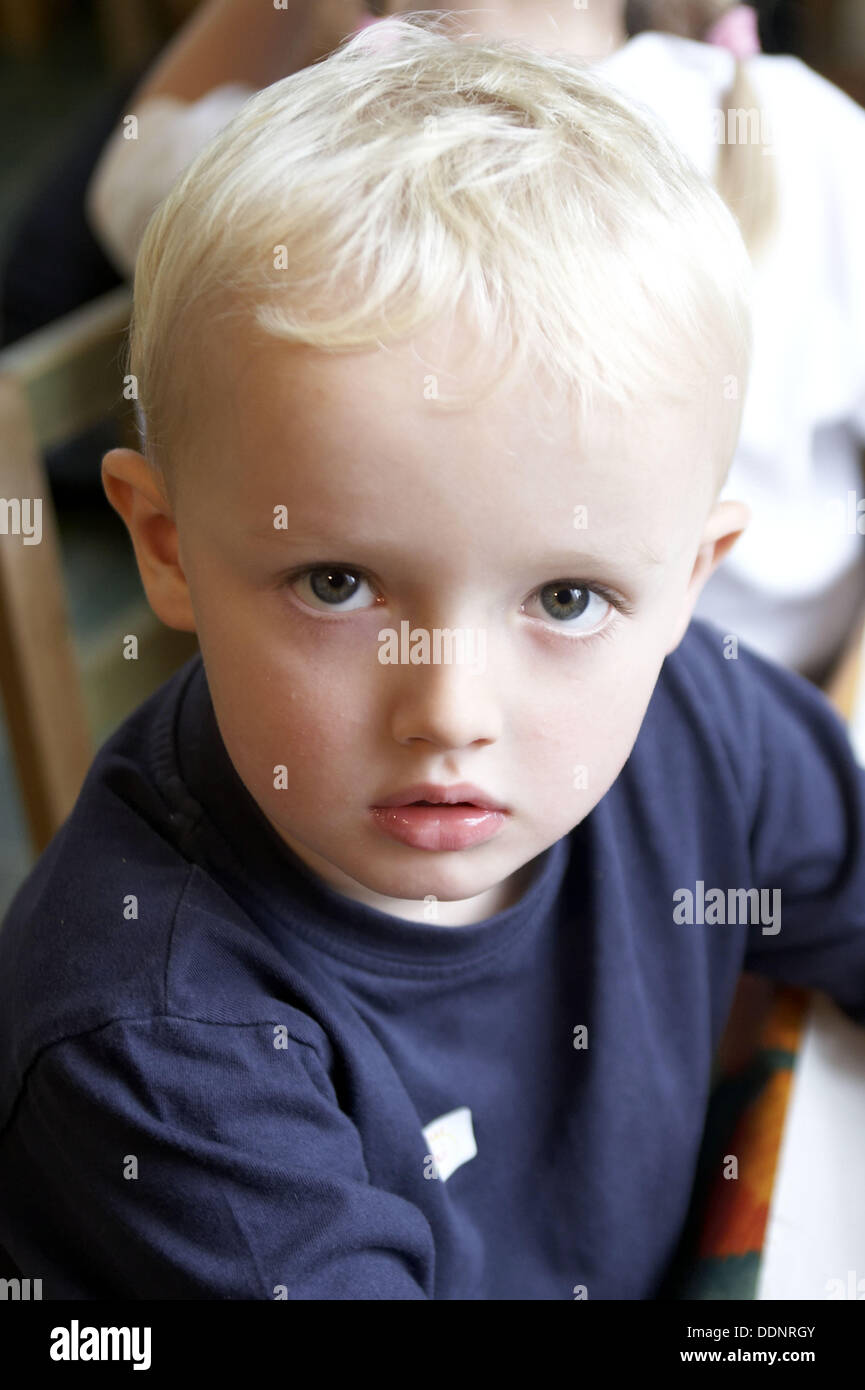 3 year old boy, looking into camera, at nursery Stock Photo Alamy