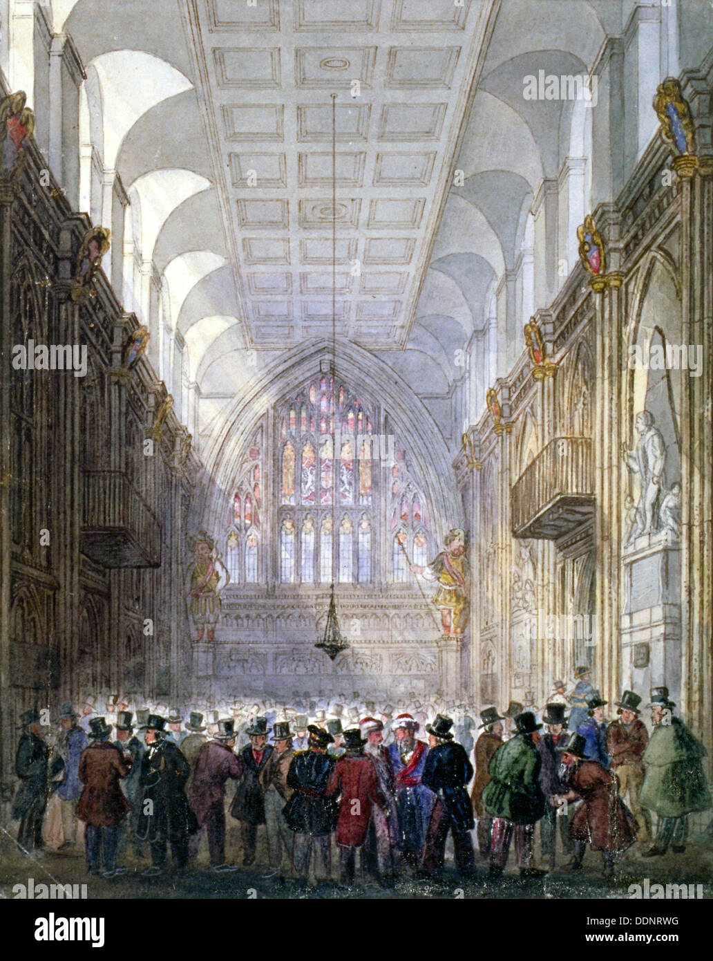 Interior of the Guildhall, City of London, 1838.                                       Artist: C Matthews Stock Photo