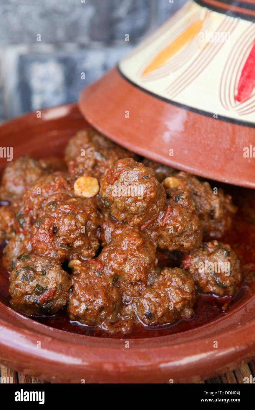 Moroccan meatballs in tomato sauce served in a Tagine (Tajine Stock