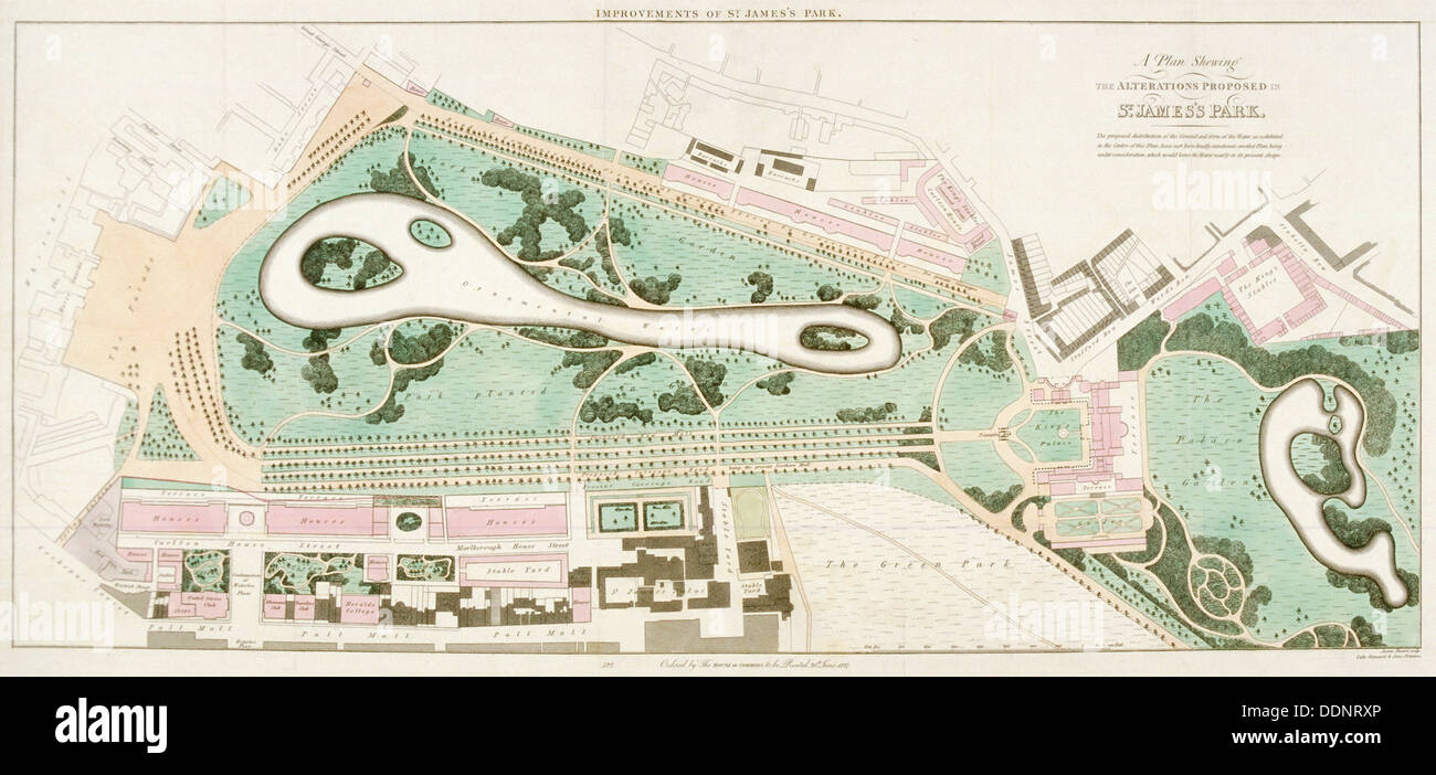 Plan of St James's Park, Westminster, London, 1710. Artist: Anon Stock ...