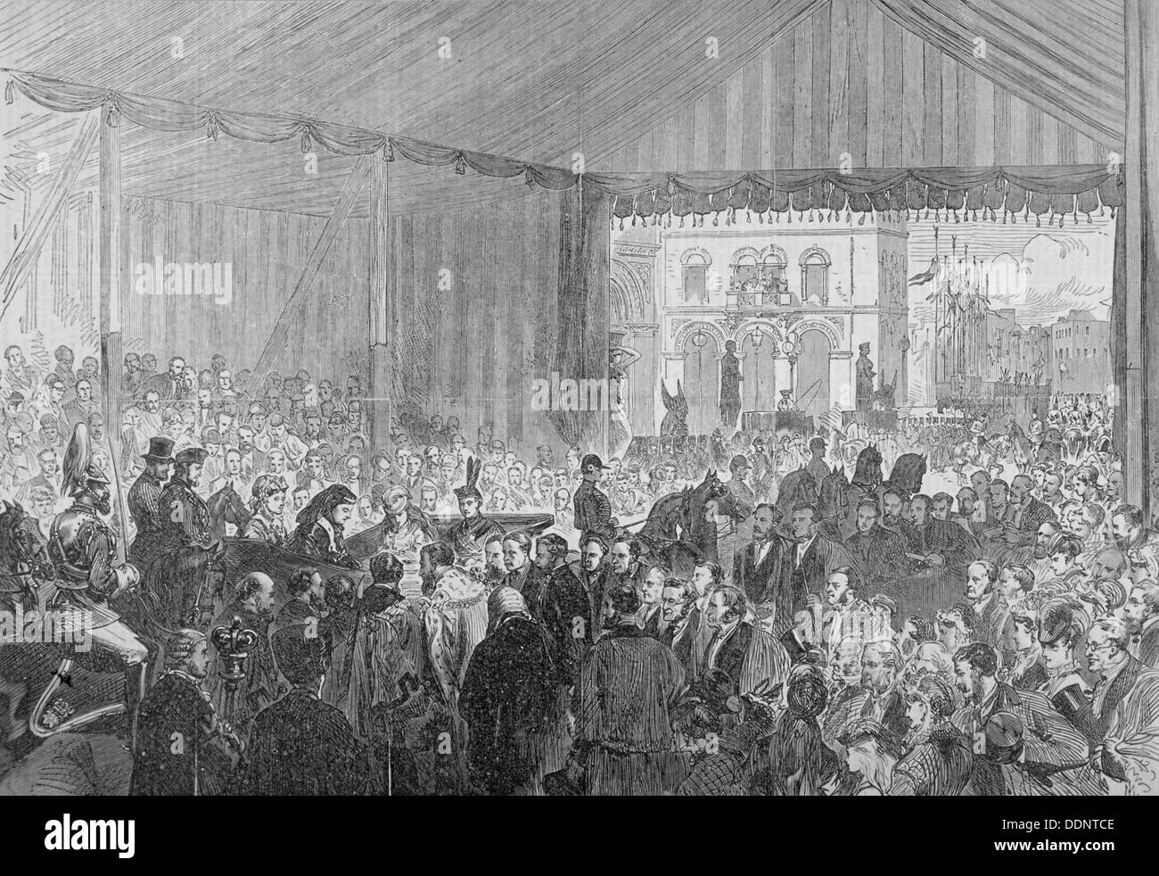Royal opening of Holborn Viaduct, City of London, 1869.                                              Artist: Anon Stock Photo