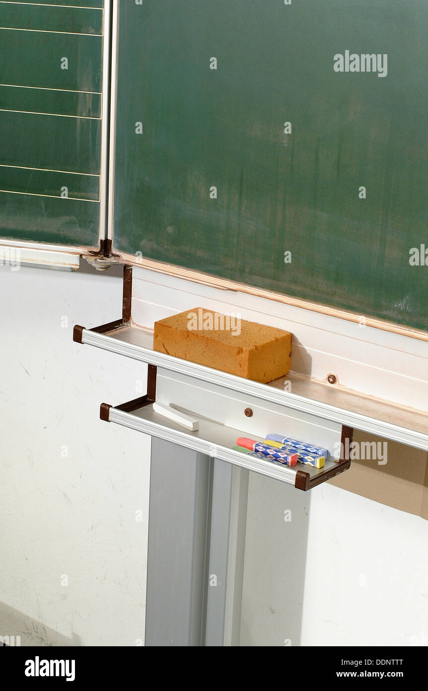 Blackboard, blackboard eraser and chalk Stock Photo Alamy