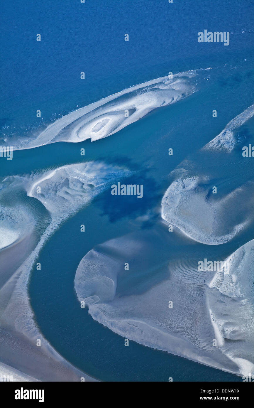 Aerial view of sand islands off the coast of North Carolina July