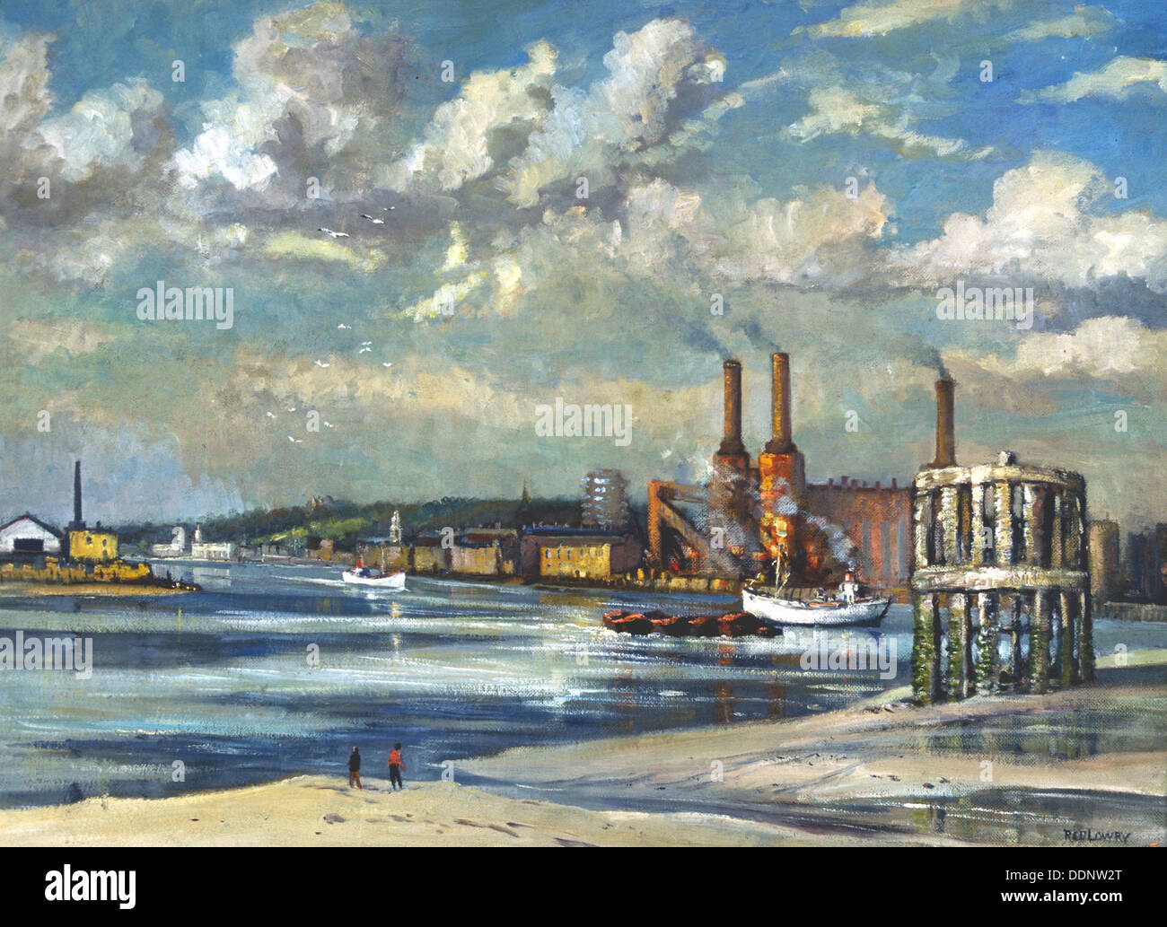 'Low tide, Deptford', 1972. Artist: RCD Lowry Stock Photo