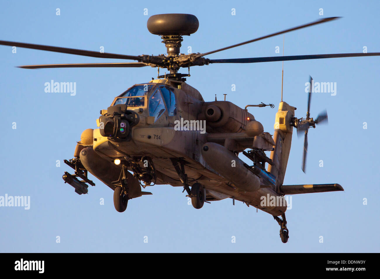Israeli Air force (IAF) Apache AH-644 Longbow (Seraph) Helicopter in flight Stock Photo