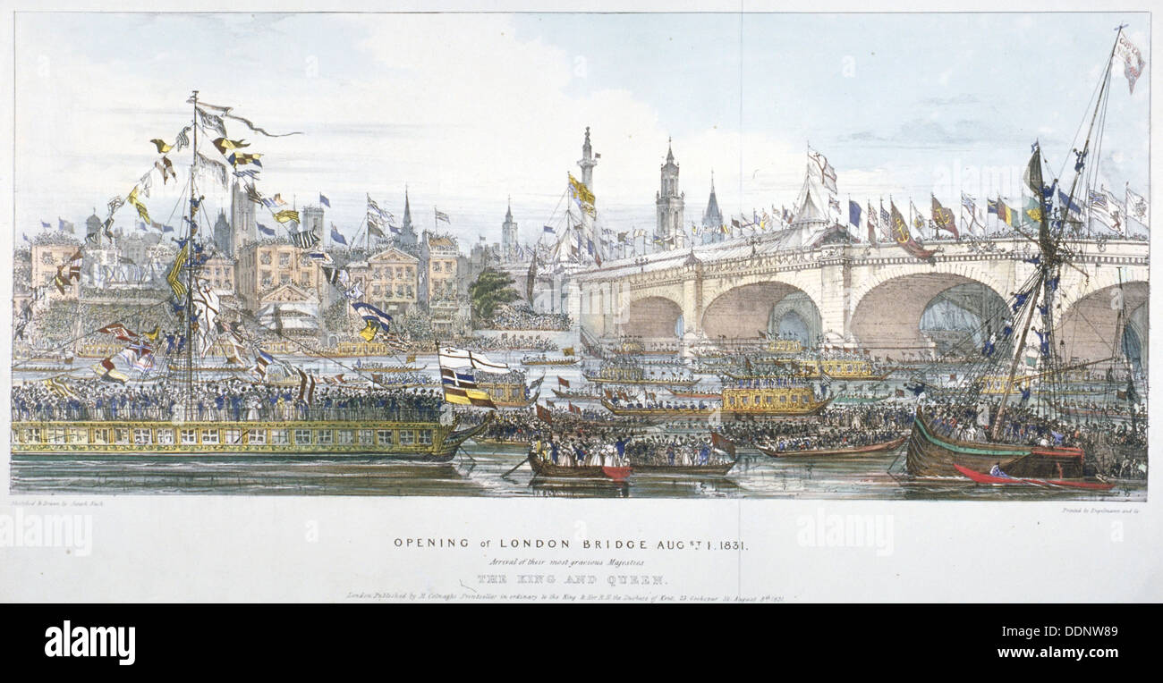 Opening ceremony of the new London Bridge, 1831. Artist: Englemann, Graf and Co Stock Photo