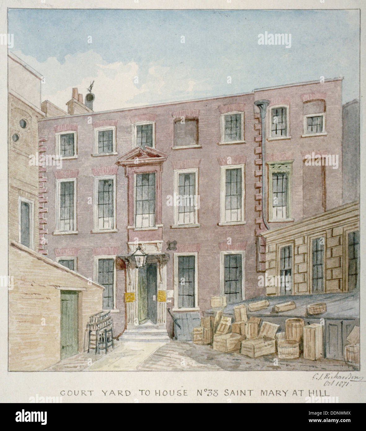 View of the courtyard at no 38 St Mary at Hill, City of London, 1871. Artist: Charles James Richardson Stock Photo