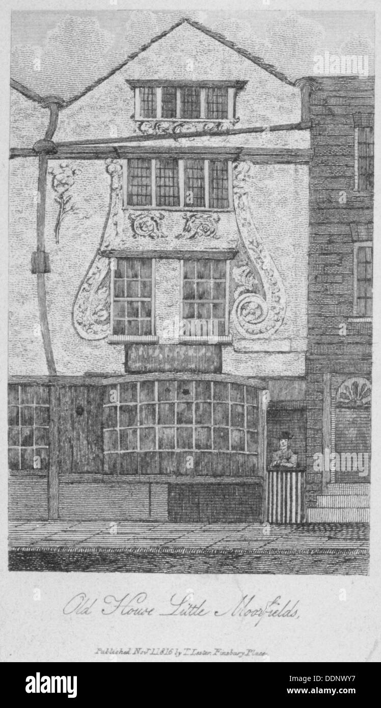 House in Moorfields, City of London, 1816. Artist: Anon Stock Photo