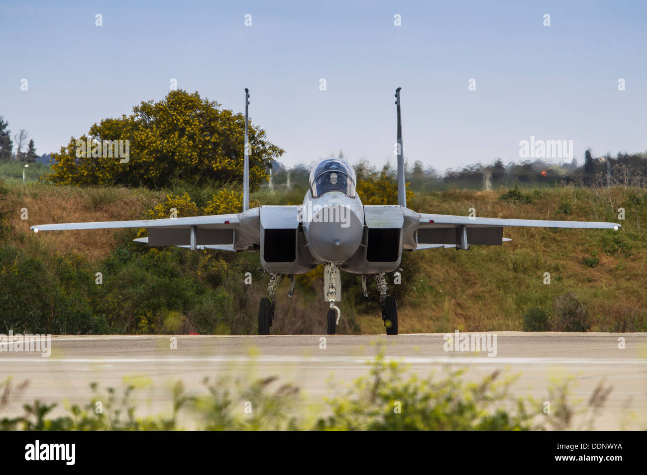 Front view of an Israeli Air force (IAF) Fighter jet F-15 (BAZ) on the ...