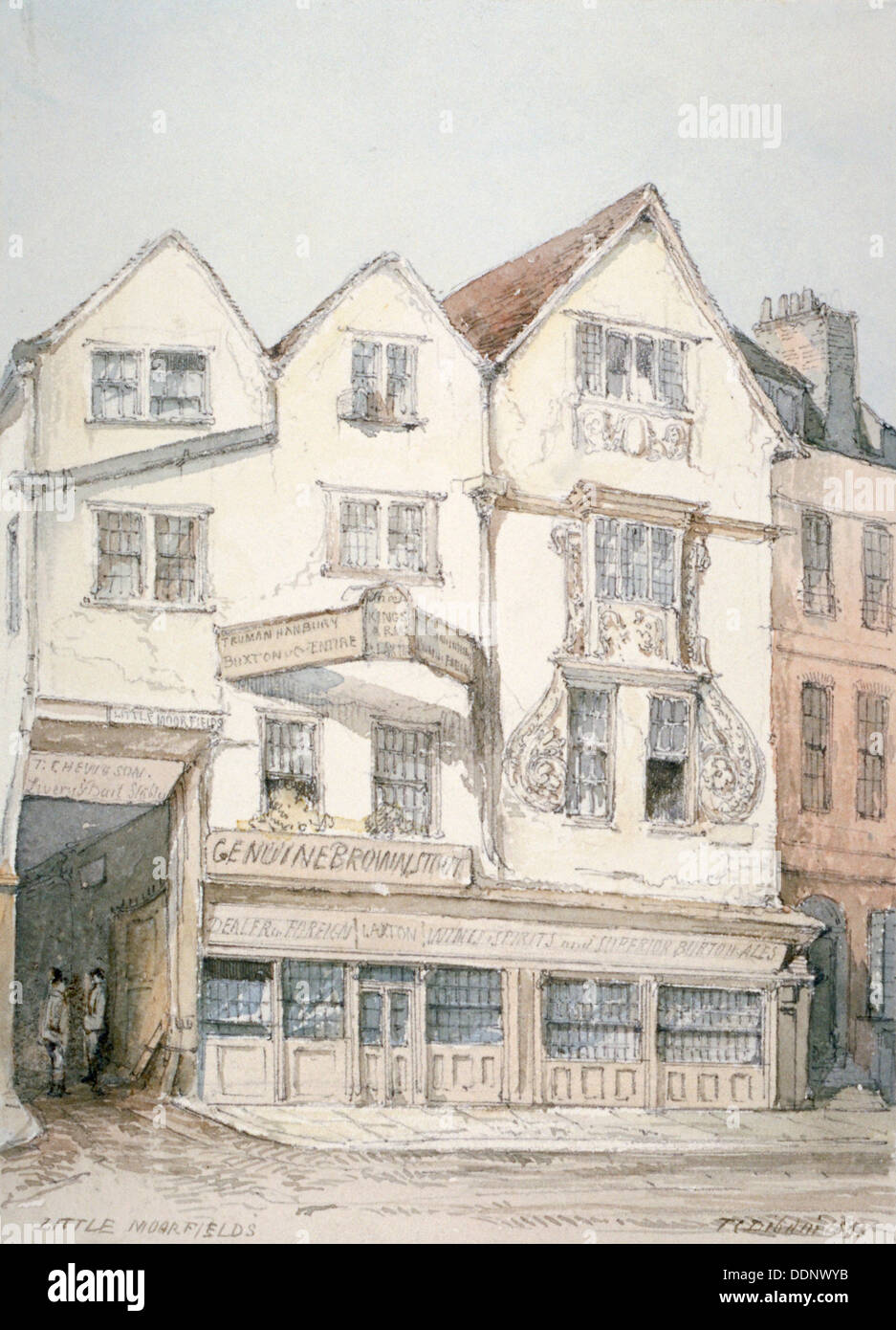 King's Arms Inn, Moorfields, with decorative moulding on the front, City of London, 1851. Artist: Thomas Colman Dibdin Stock Photo