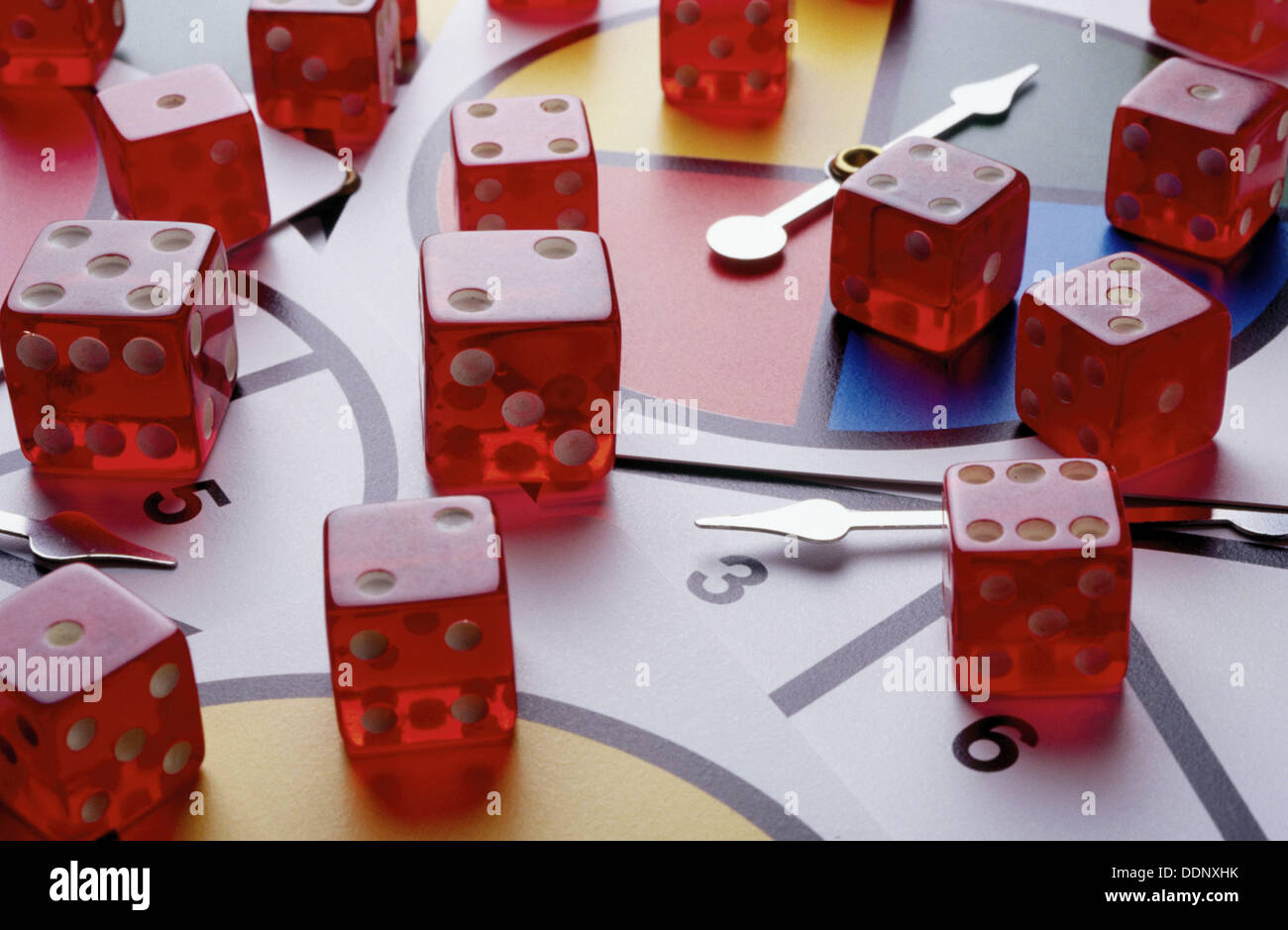Dice and spinner game Stock Photo Alamy