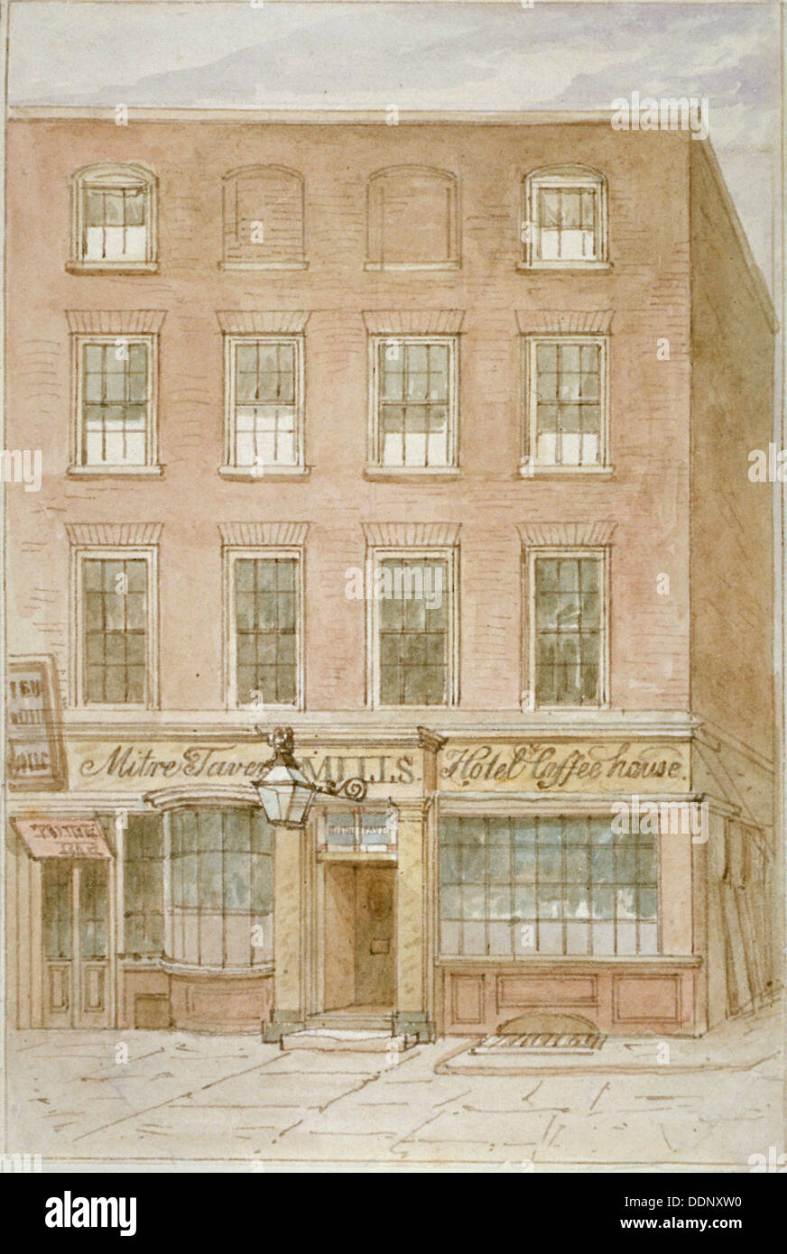 The Mitre Tavern, coffee house and hotel on Mitre Court, Fleet Street, City of London, 1850. Artist: James Findlay Stock Photo