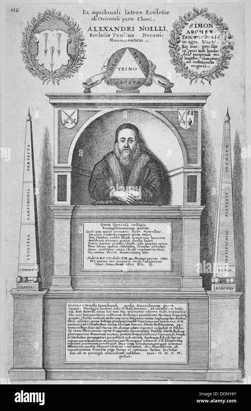 Monument of Alexander Noel in the old St Paul's Cathedral, City of London, 1656. Artist: Wenceslaus Hollar Stock Photo
