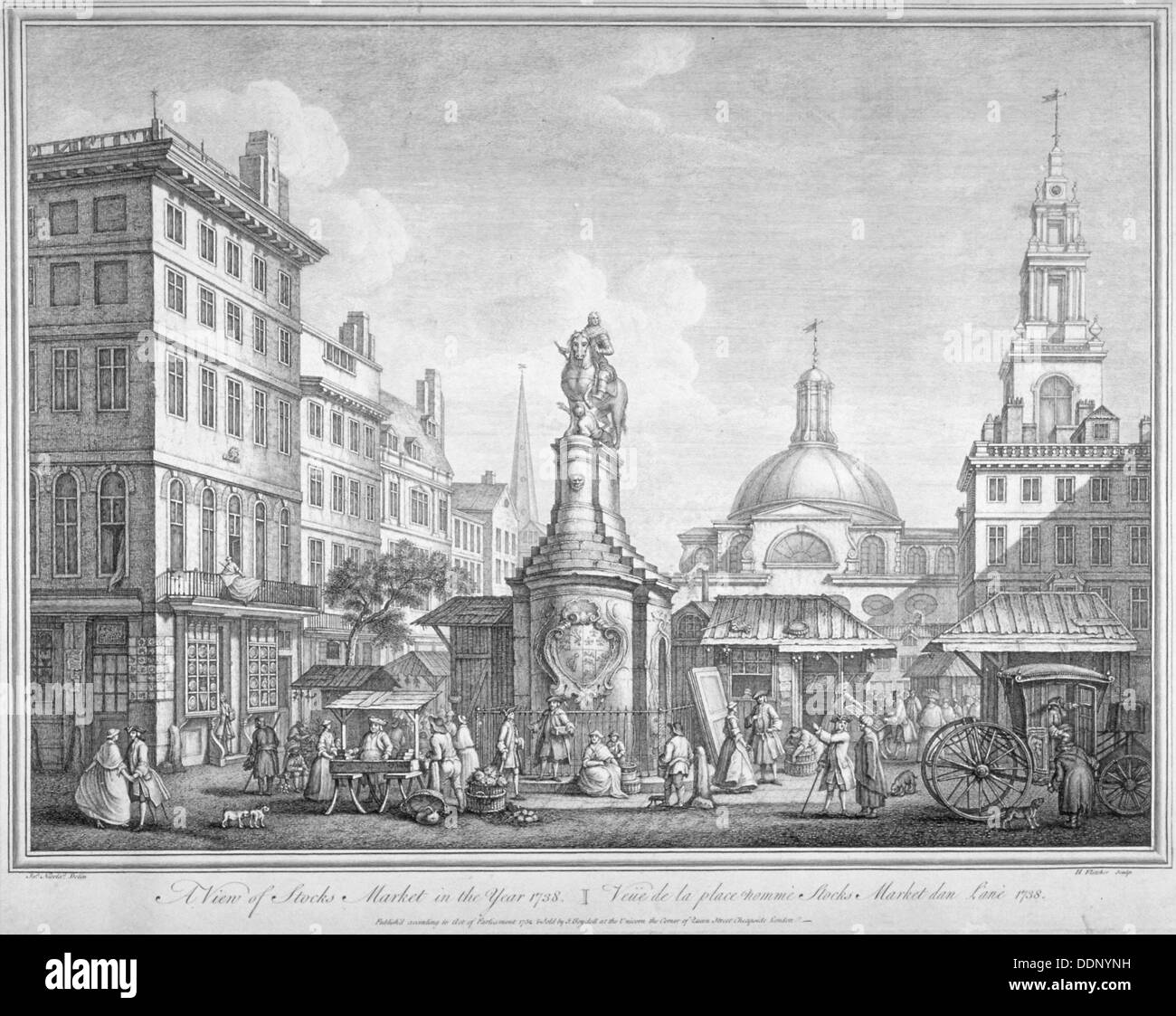 View of the Stocks Market in Poutry, City of London, in the year 1738 (1752). Artist: Henry Fletcher Stock Photo