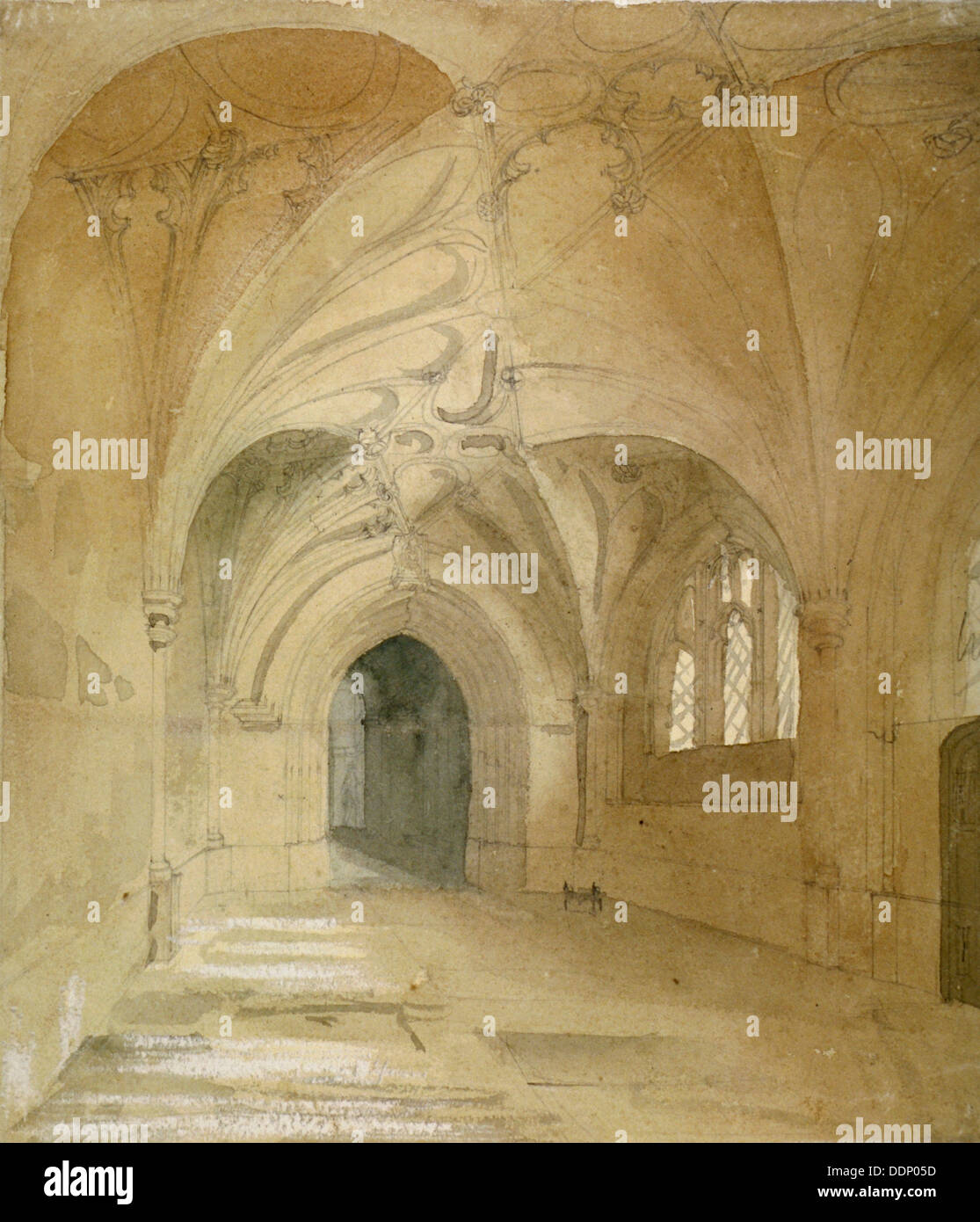 Interior view of the porch of St Sepulchre Church, City of London, 1850. Artist: Anon Stock Photo