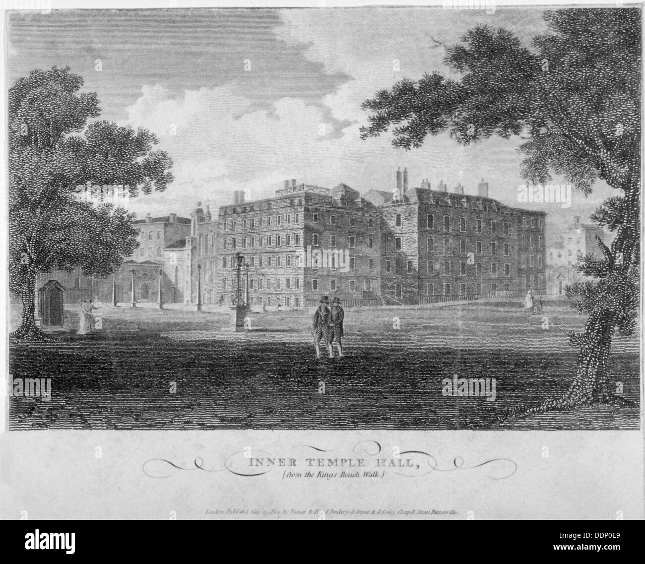 View of Inner Temple Hall from King's Bench Walk, City of London, 1804.                              Artist: John Greig Stock Photo