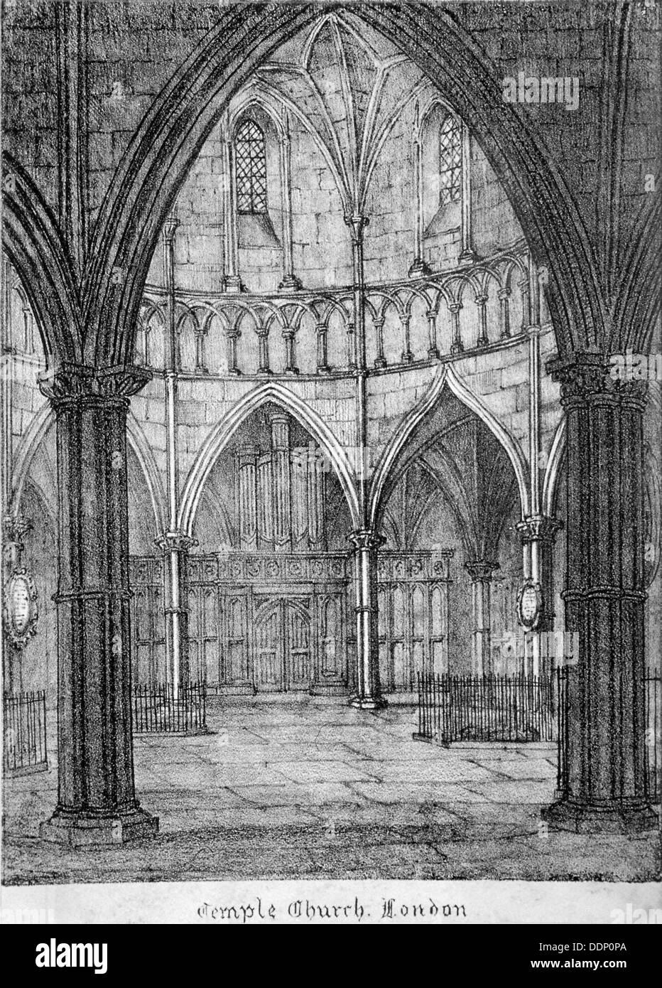 Interior View Of Temple Church Looking Towards The Organ City Of Stock Photo Alamy