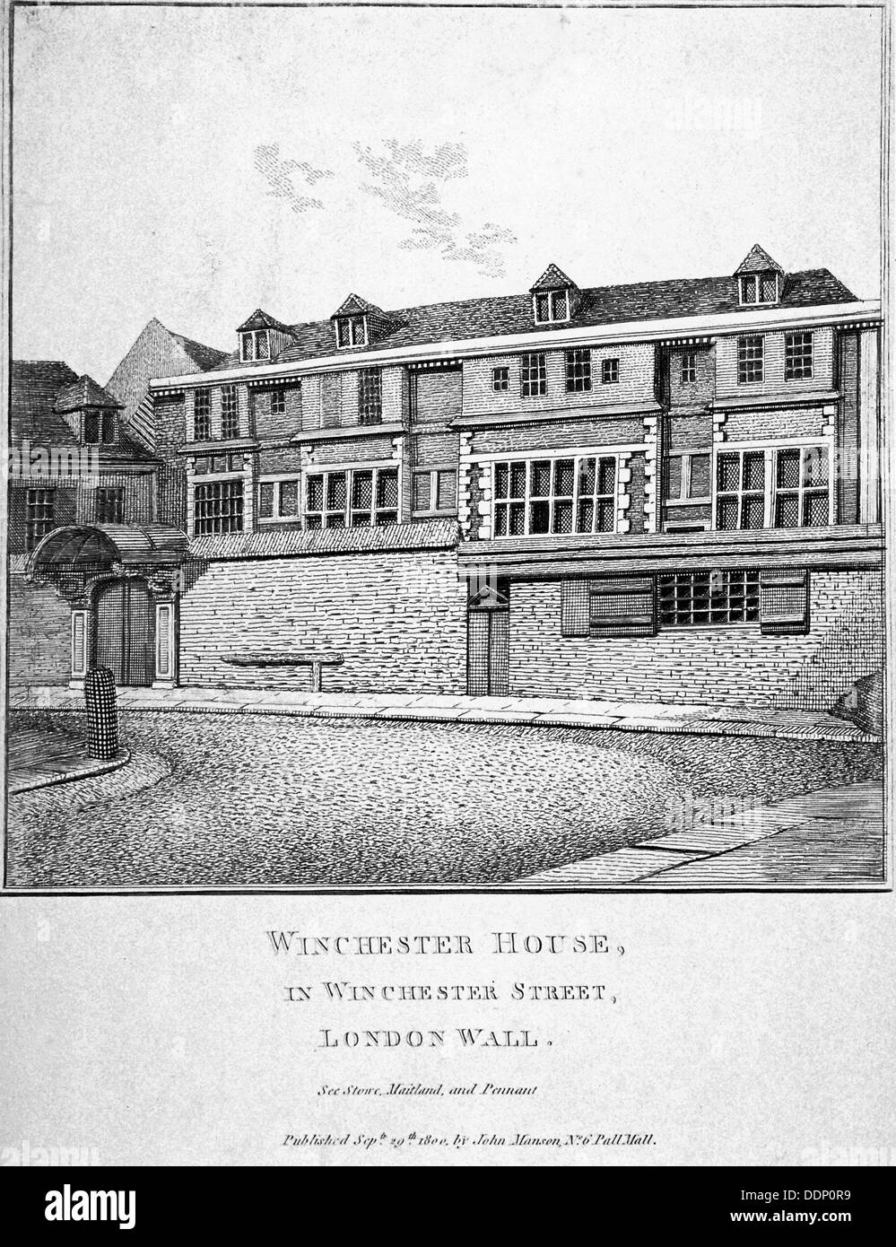 View of Winchester House in Winchester Place, London, 1800.                                  Artist: John Thomas Smith Stock Photo