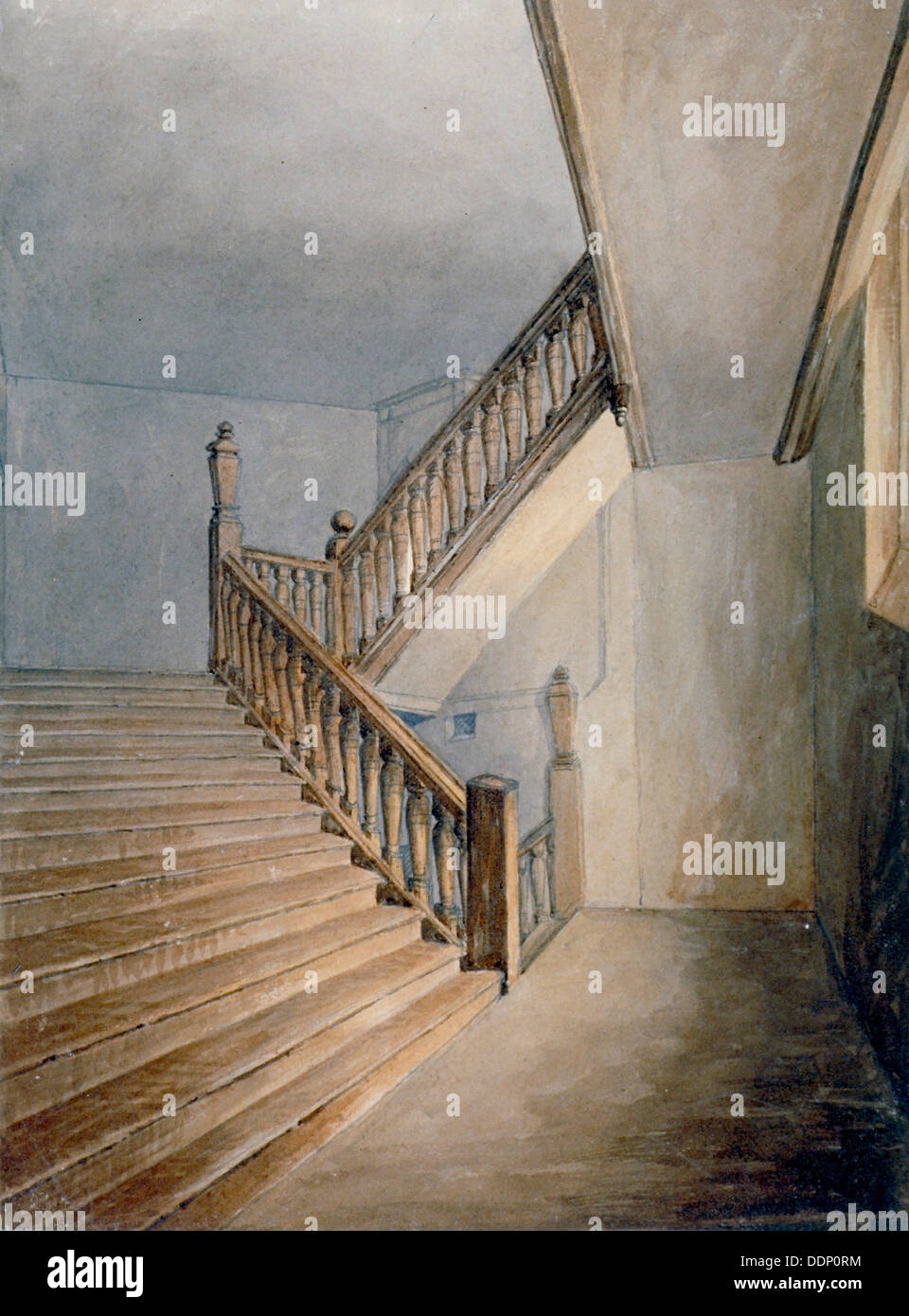 View of a staircase in Winchester House, Winchester Place, London, c1830.                            Artist: Anon Stock Photo