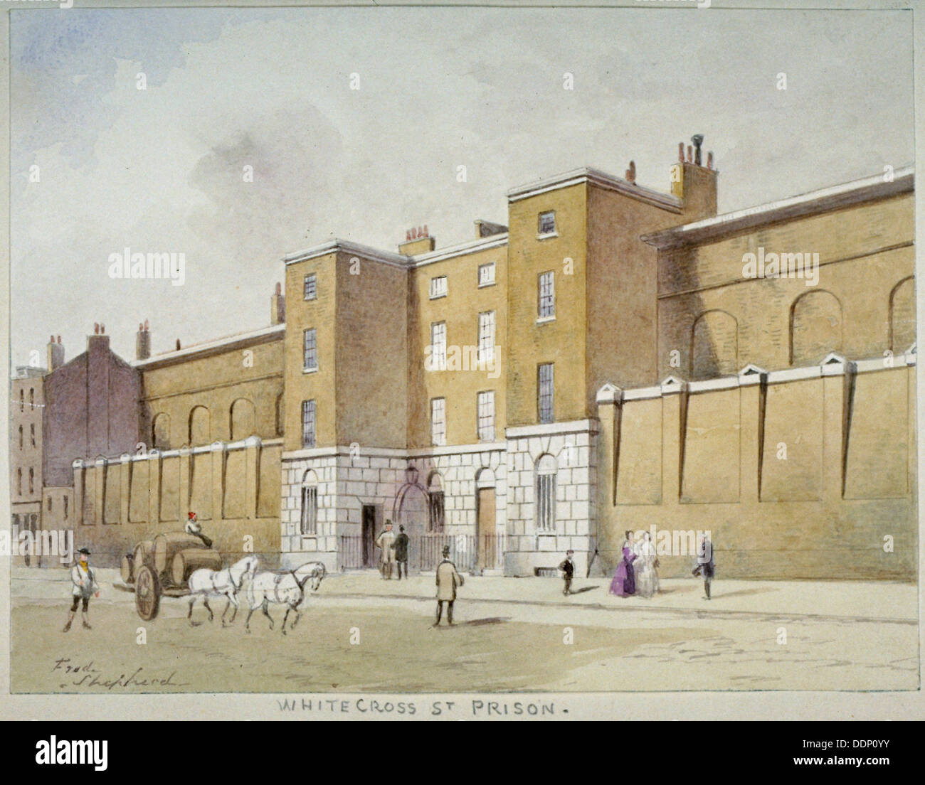 View of Whitecross Street Prison for debtors, London, c1840. Artist: Frederick Napoleon Shepherd Stock Photo