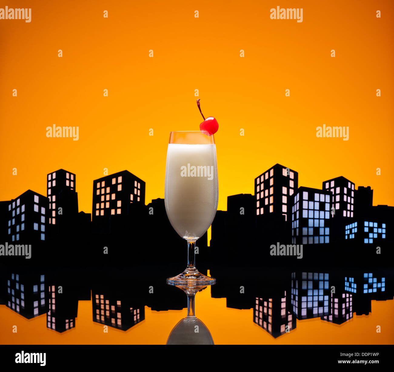 Metropolis Pina colada cocktail in city skyline setting Stock Photo Alamy