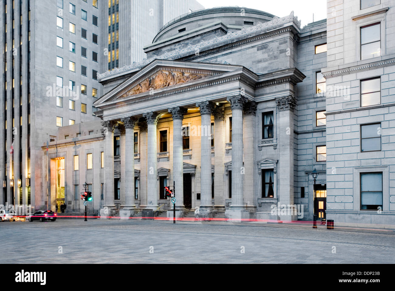 Rue Saint Jacques and Bank of Montreal, Montreal, Quebec, Canada Stock