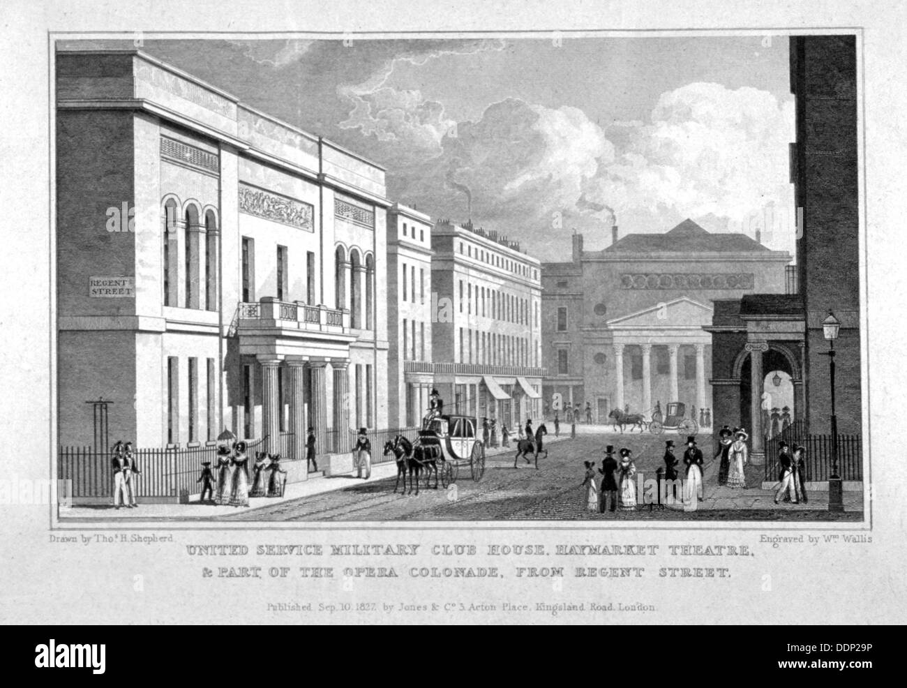 Charles Street, Westminster, London, 1827. Artist: W Wallis Stock Photo