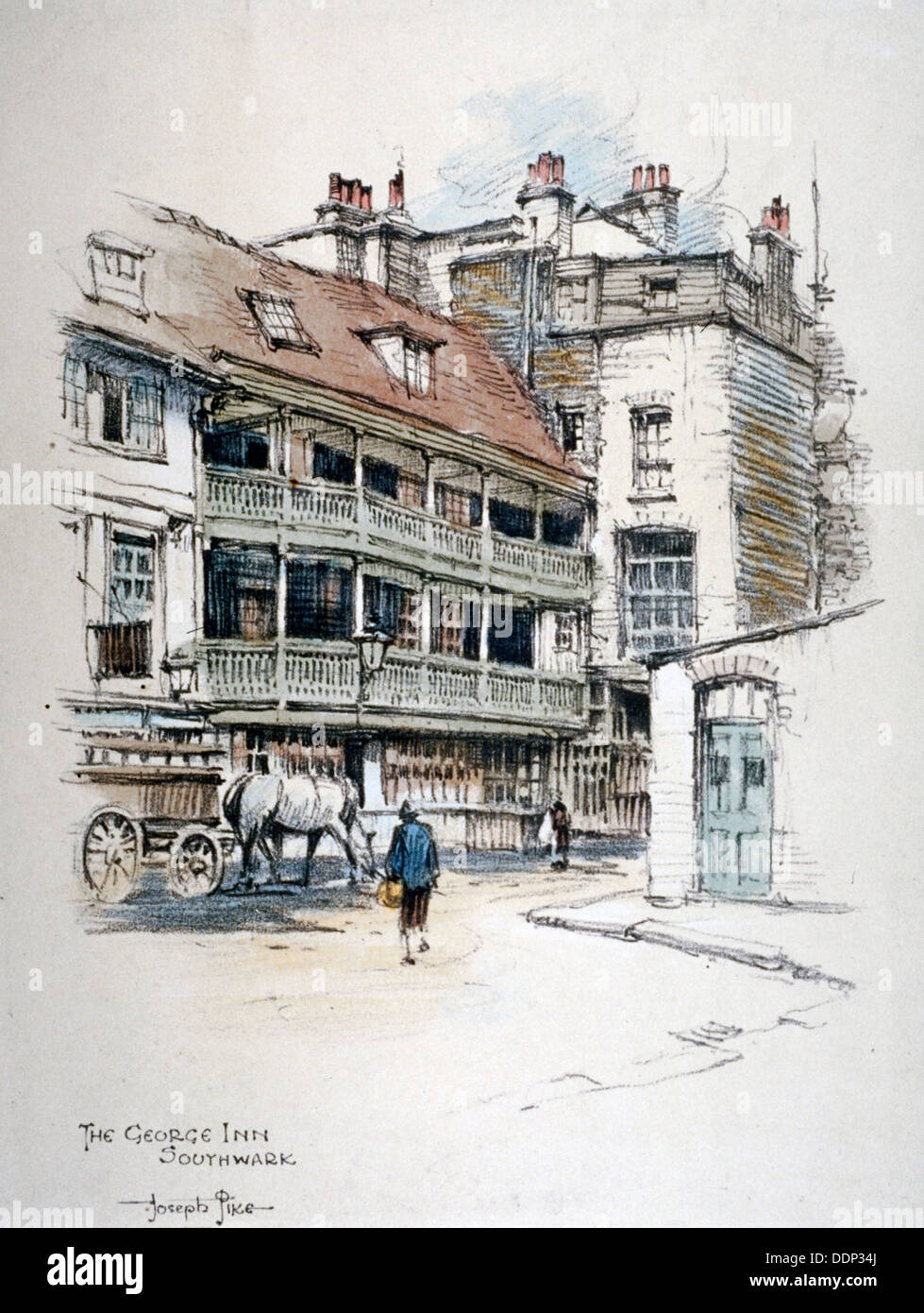 View of the George Inn, Borough High Street, Southwark, London, c1870. Artist: Anon Stock Photo