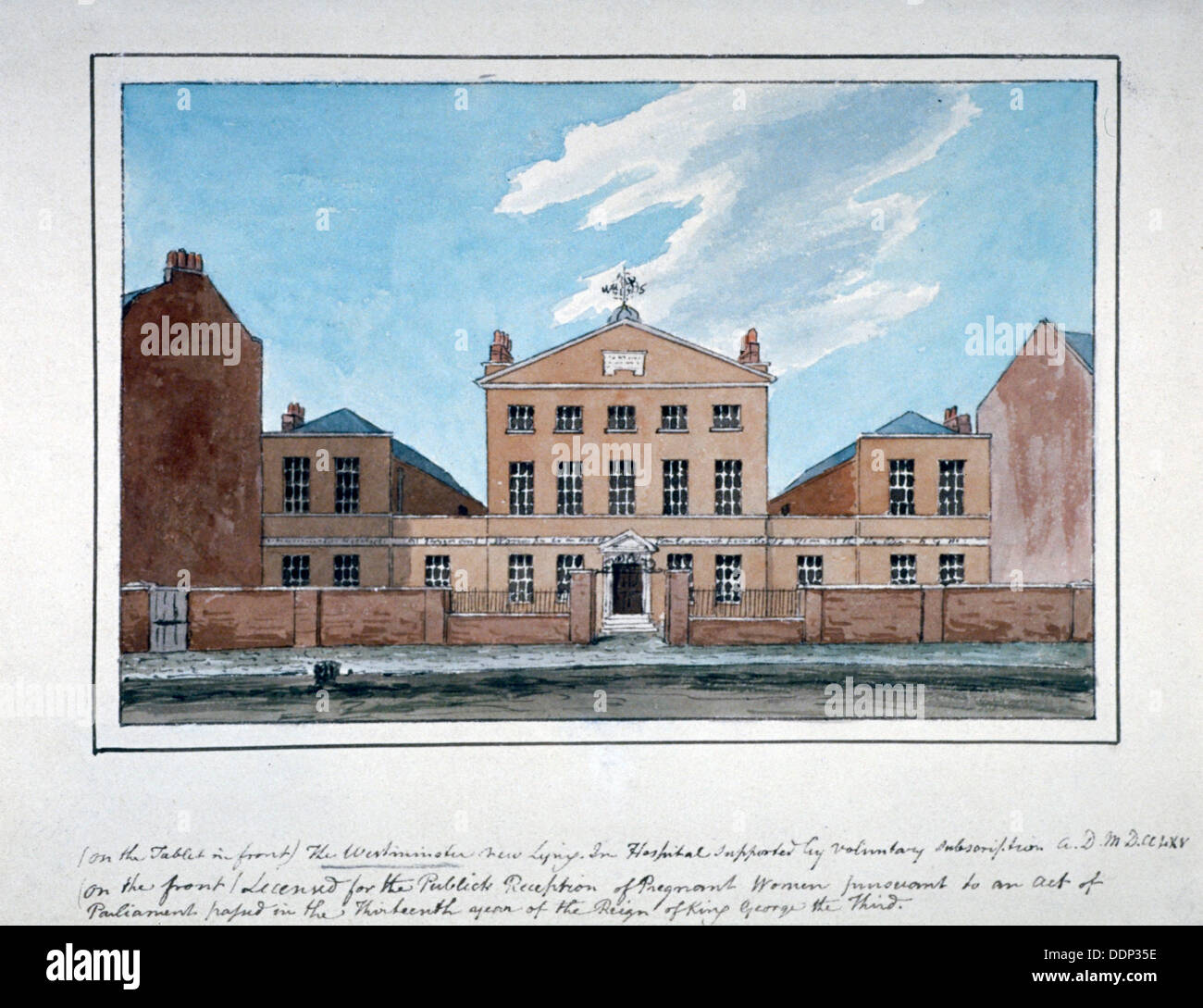 The Westminster Lying-in Hospital, Westminster Bridge Road, Lambeth, London, 1765.                   Artist: Anon Stock Photo