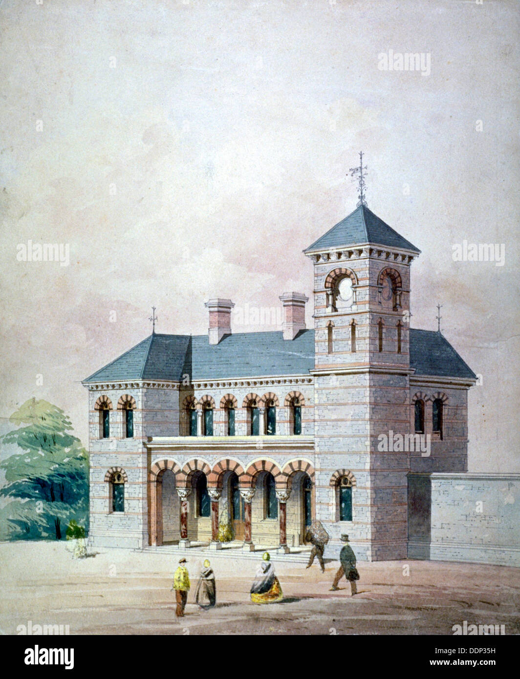 Proposed design for Forest Hill Station, Lewisham, London, 1851.                             Artist: Anon Stock Photo