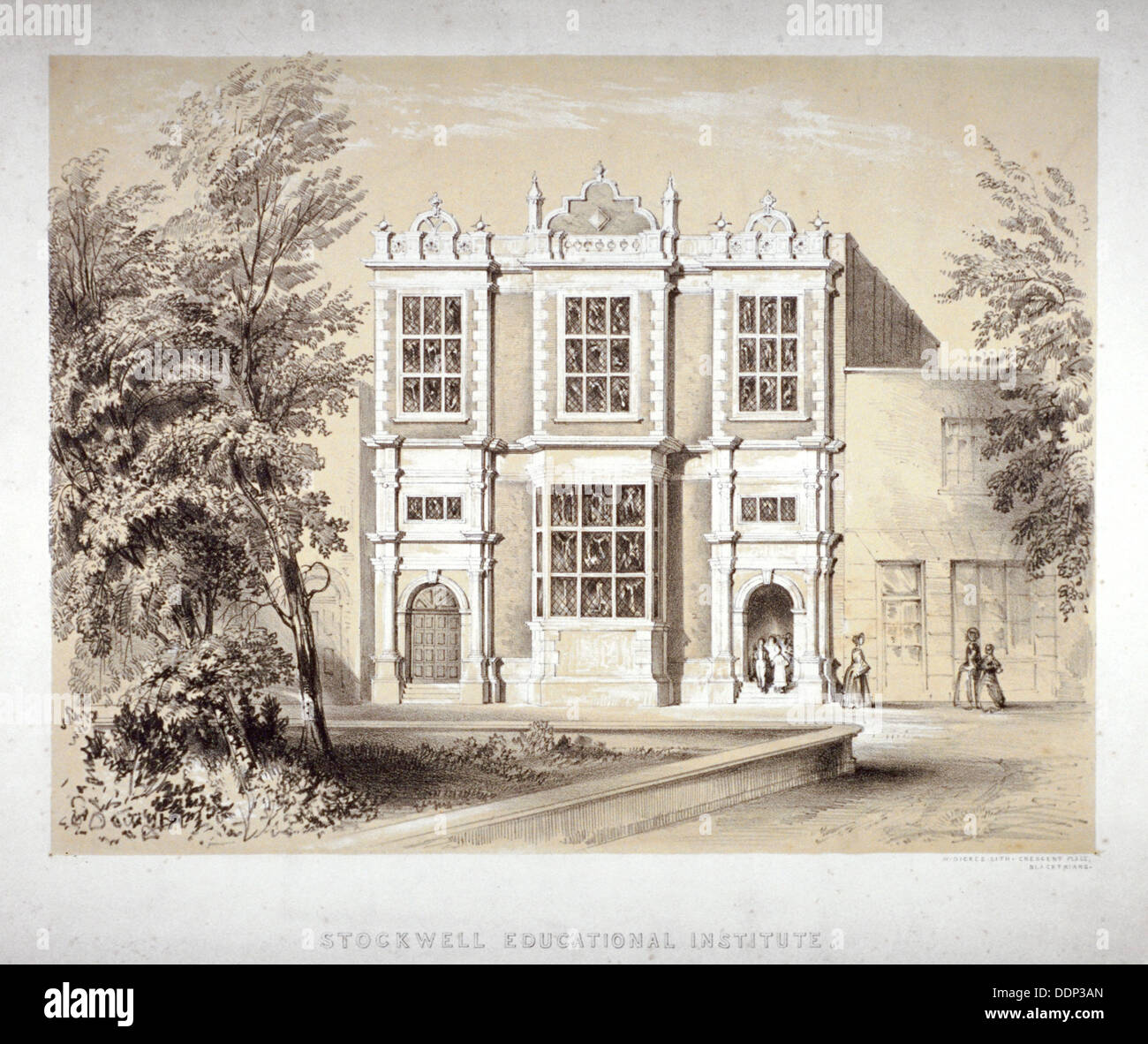 Stockwell Educational Institute, Stockwell, Lambeth, London, c1860. Artist: William Dickes Stock Photo