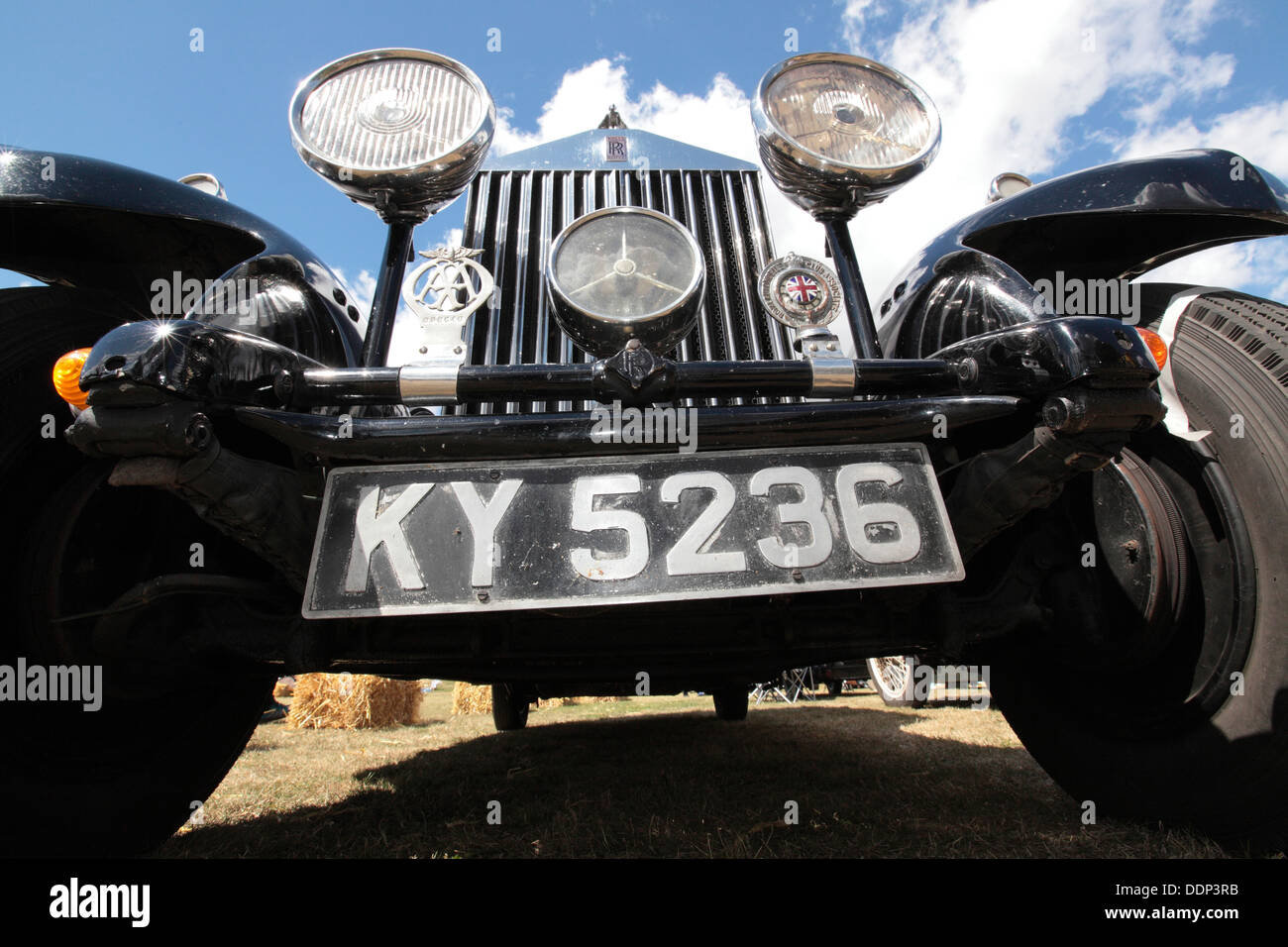 Vintage classic Rolls Royce saloon car, close-up head lights, car rally, Suffolk, UK Stock Photo