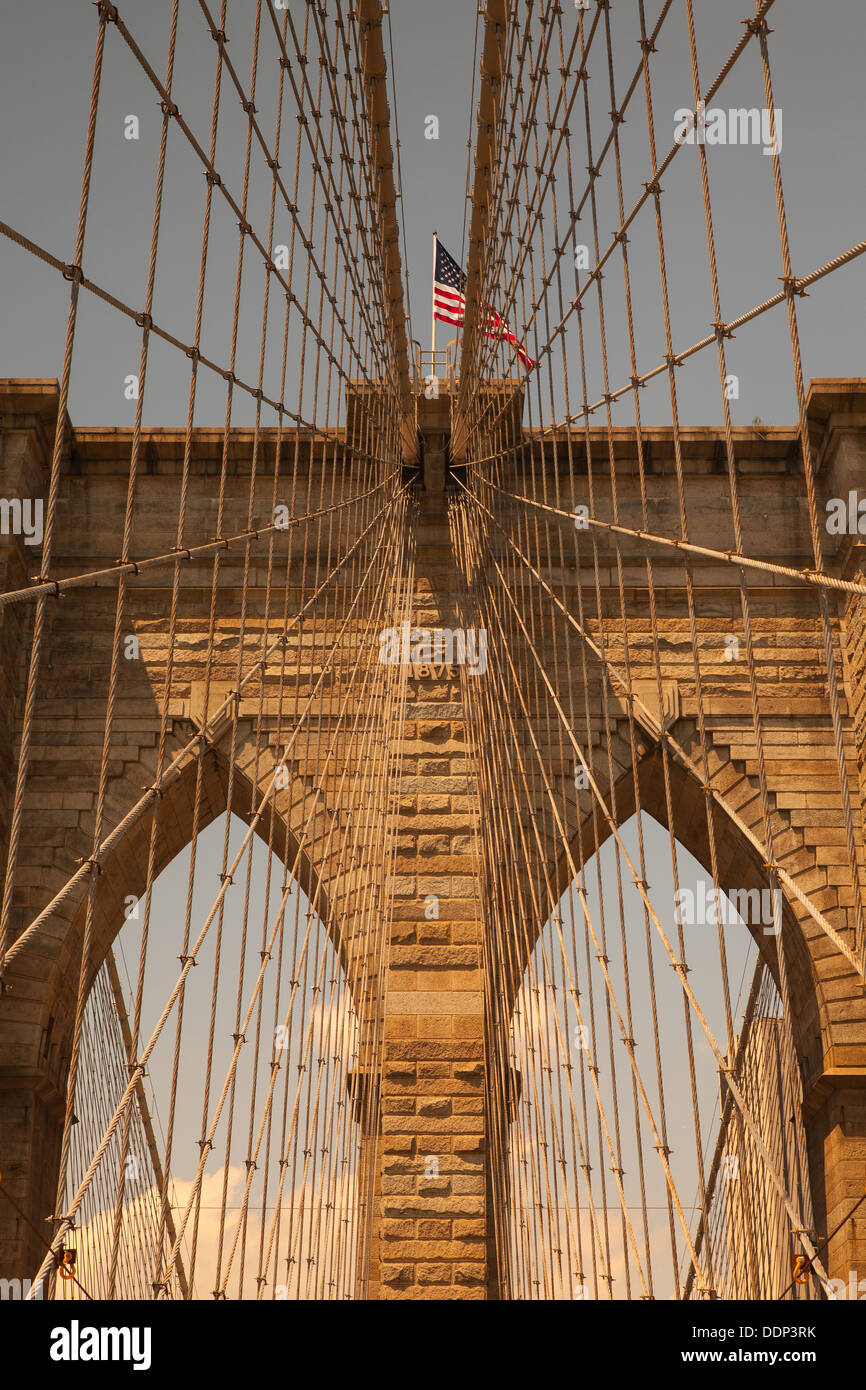 Historic Brooklyn Bridge, New York City, New York Stock Photo