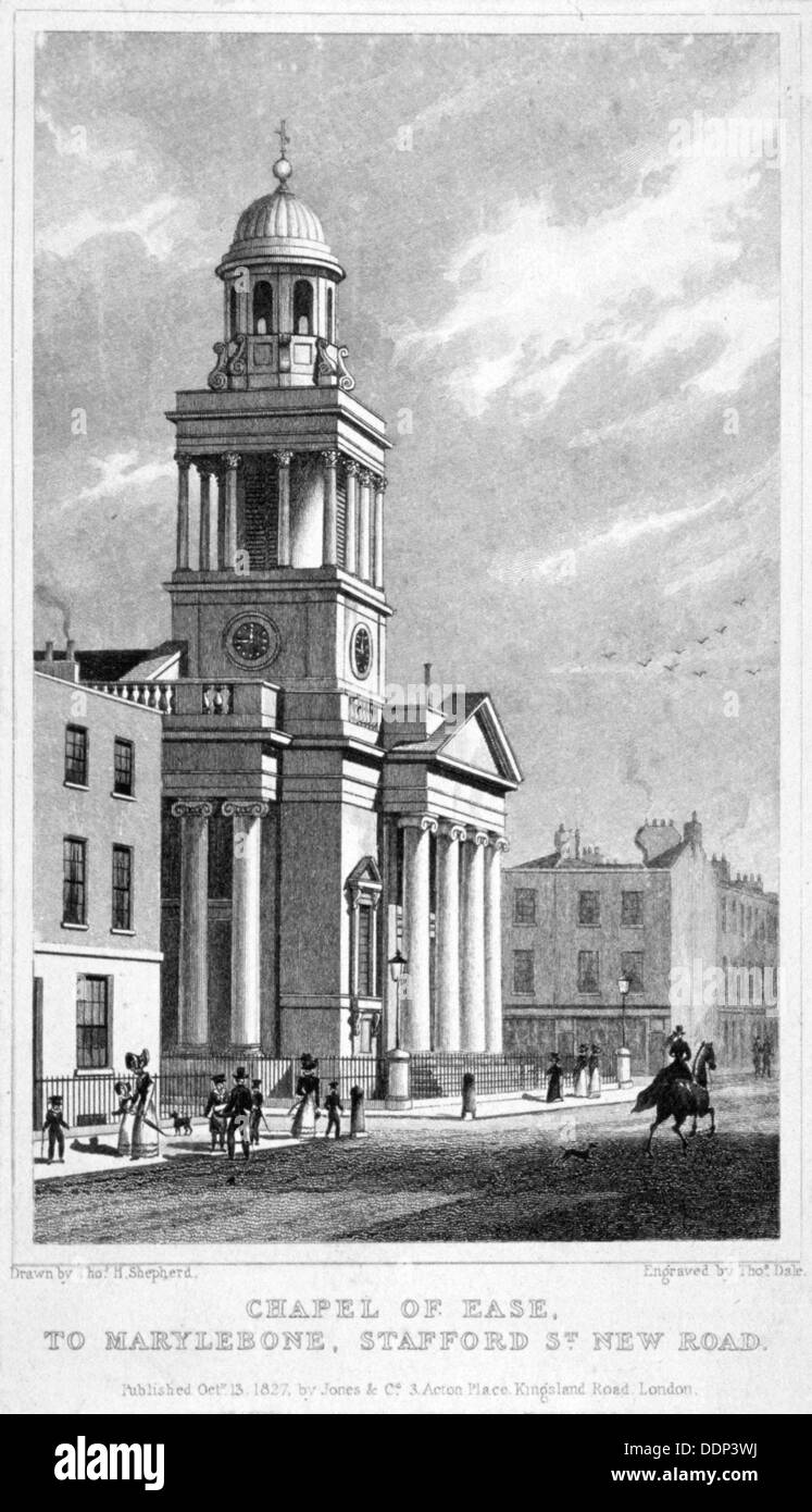Chapel of Ease which might also be Christ Church, Cosway Street, Marylebone, London, 1827. Artist: Thomas Dale Stock Photo