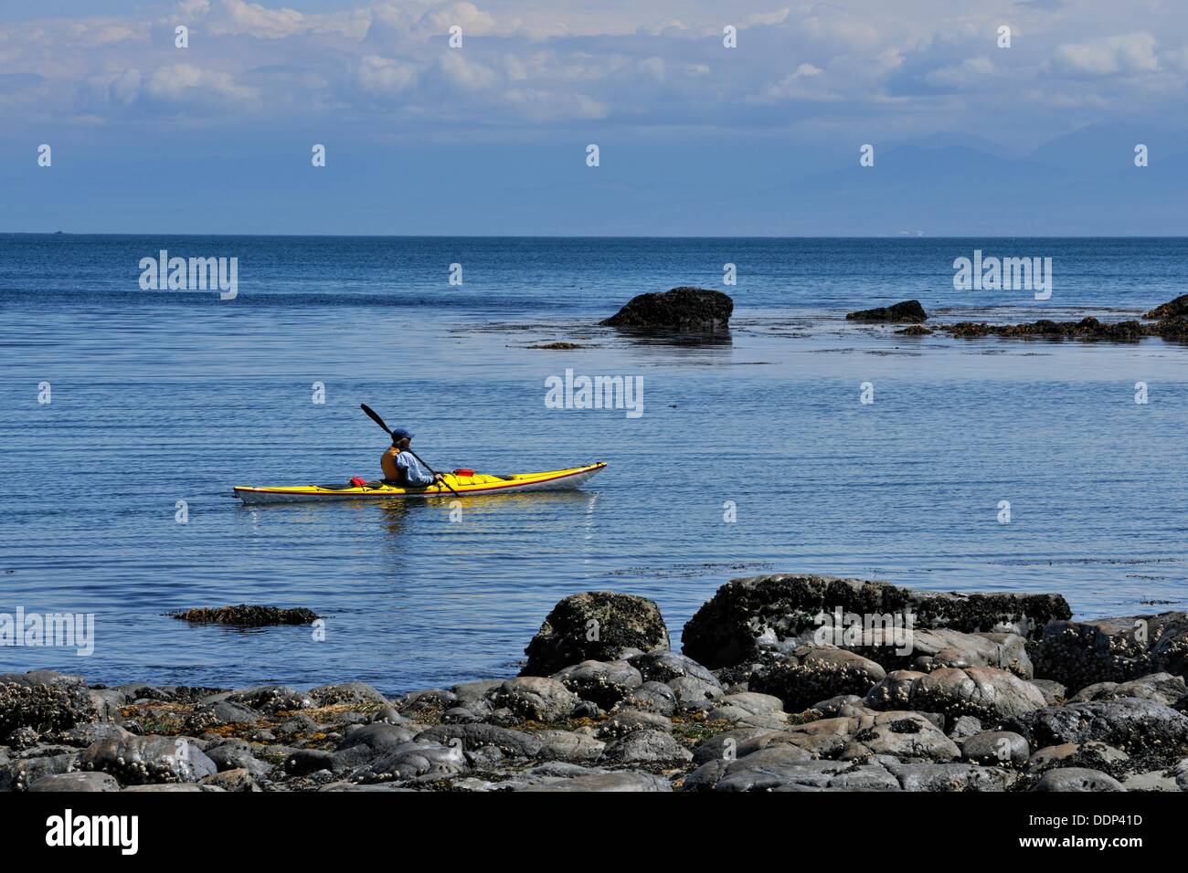 Kayaking in Becher Bay Sooke BC Stock Photo