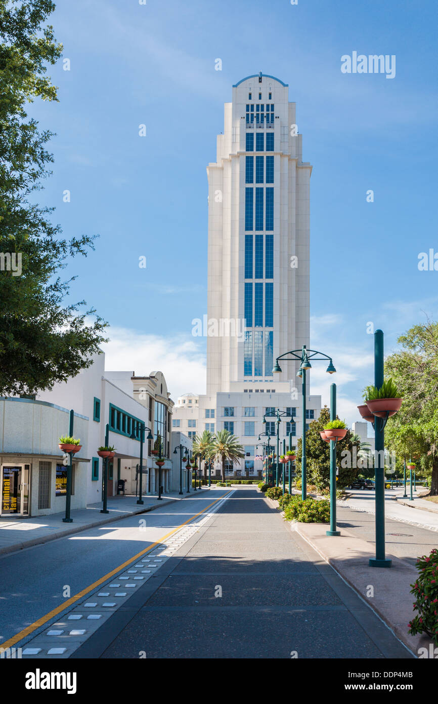 Orange County Courthouse building at the end of North Magnolia Avenue