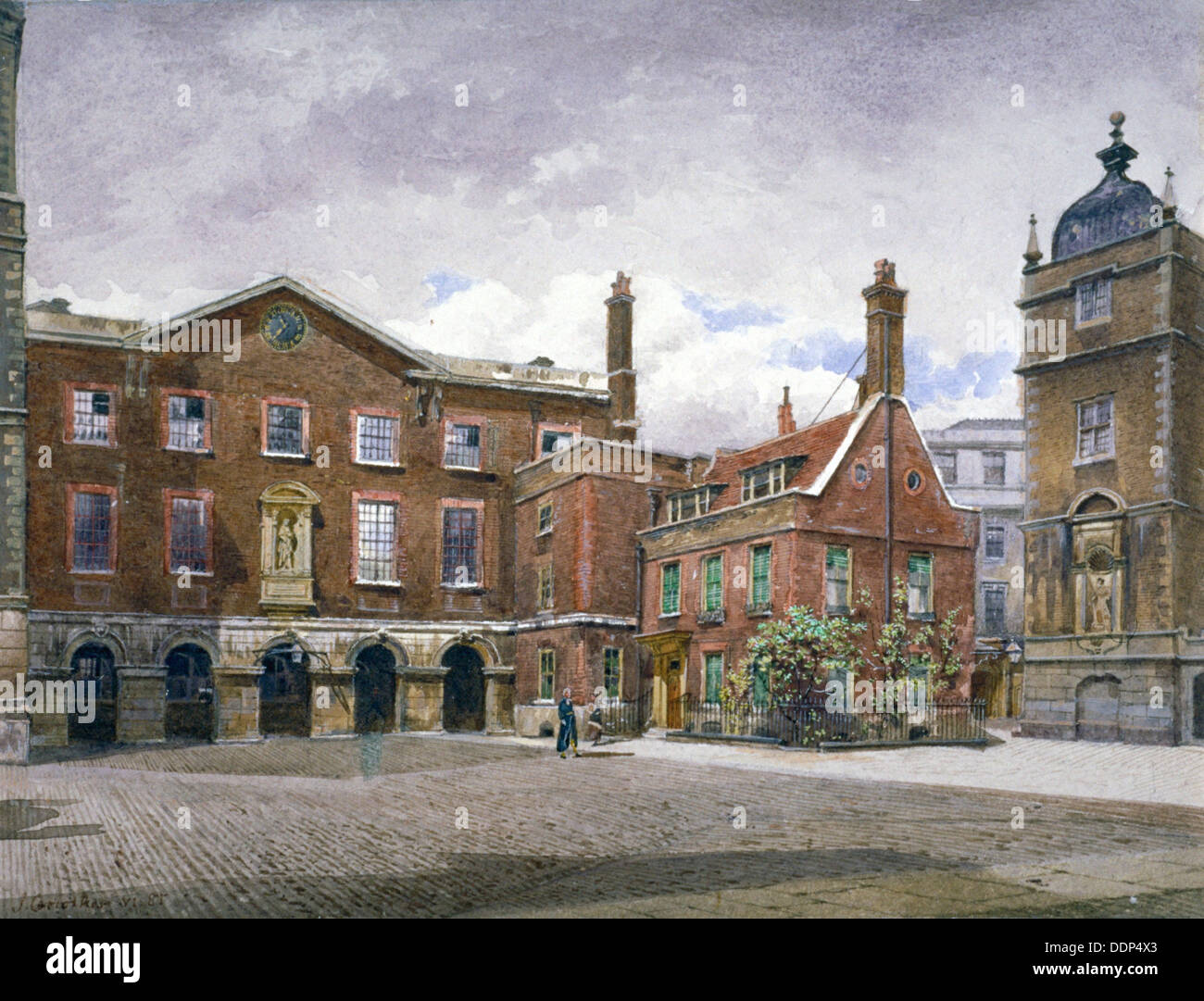View of the grammar school at Christ's Hospital, Newgate Street, City of London, 1881. Artist: John Crowther Stock Photo