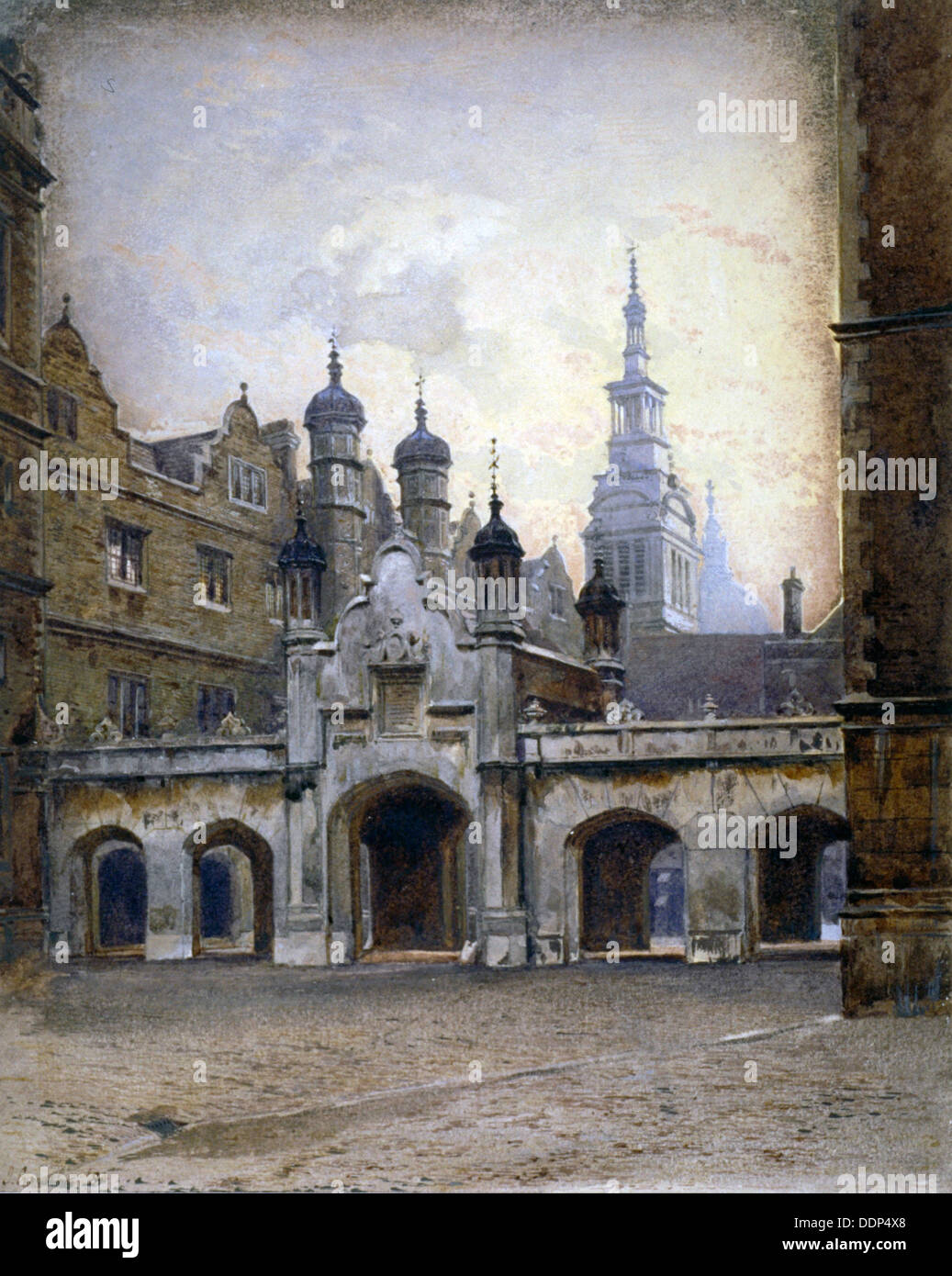 View of the new cloister in Christ's Hospital, Newgate Street, City of London, 1880. Artist: John Crowther Stock Photo